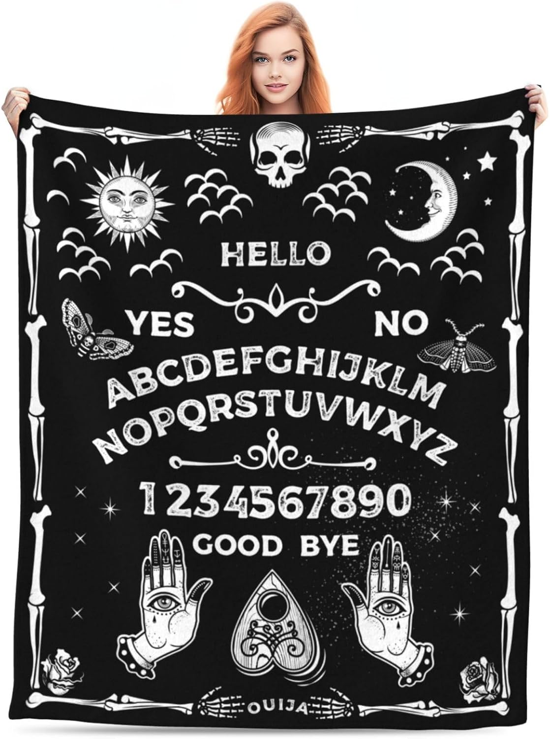 Ouija Board Occultism Throw Blanket Goth Witchy Super Soft Warm Bed Blankets for Couch Bedroom Sofa Office Car, All Season Cozy Flannel Plush Blanket for Girls Boys Adults, 50"X40"