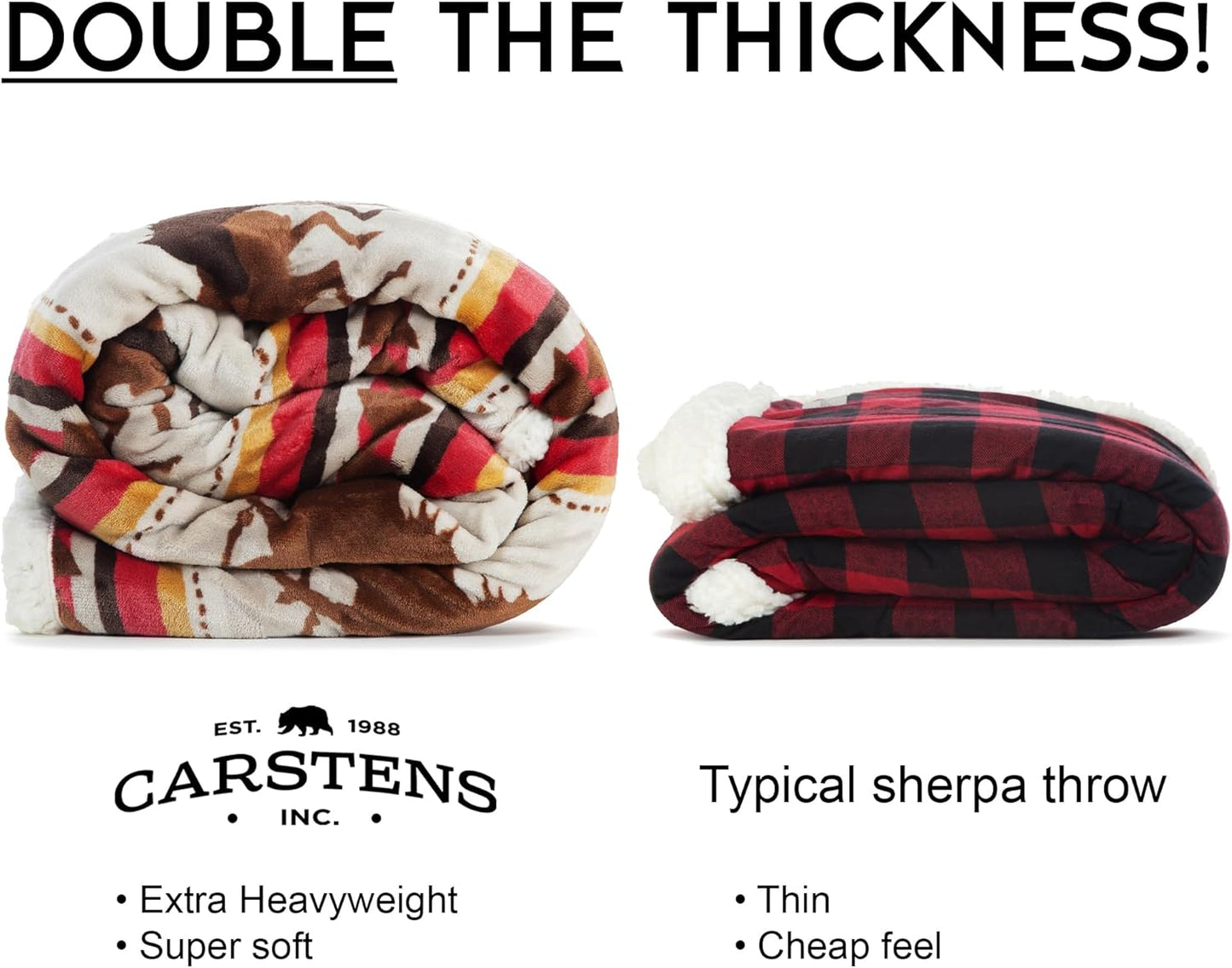CARSTENS, INC. Wrangler Ultra Premium Super Soft Plush Sherpa Fleece Oversized Throw Blanket 54" x 68", Running Horses