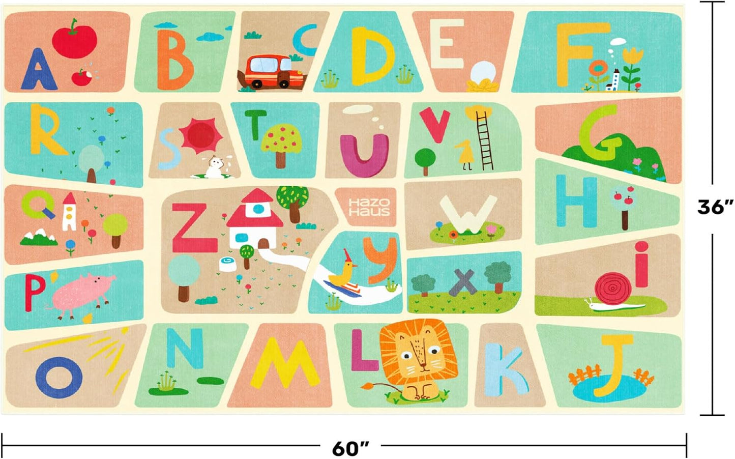 3x5 Preschool Alphabet Rug for Toddlers – Soft ABC Play Mat for Baby Learning, Educational Nursery Rug for Crawling, Reading Nook or Small Playroom – Cute Pastel Beige and Blue Letters Décor