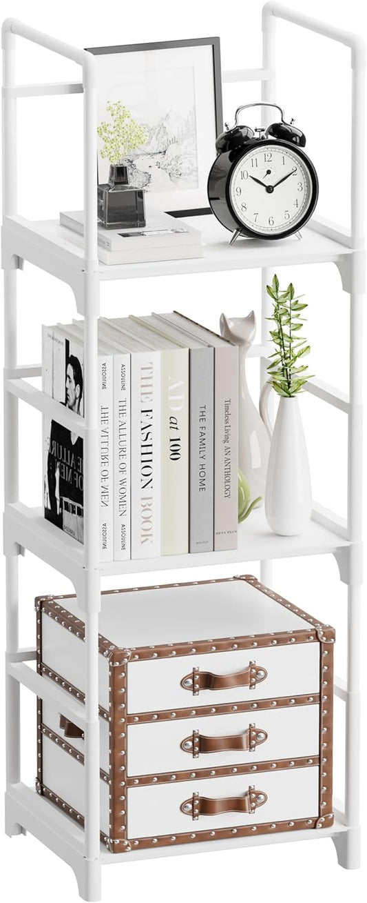FIDUCIAL HOME 3 Tiers Small Bookshelf for Small Spaces White Mini Short Book Shelf Low Open Bookcase Easy Assemble