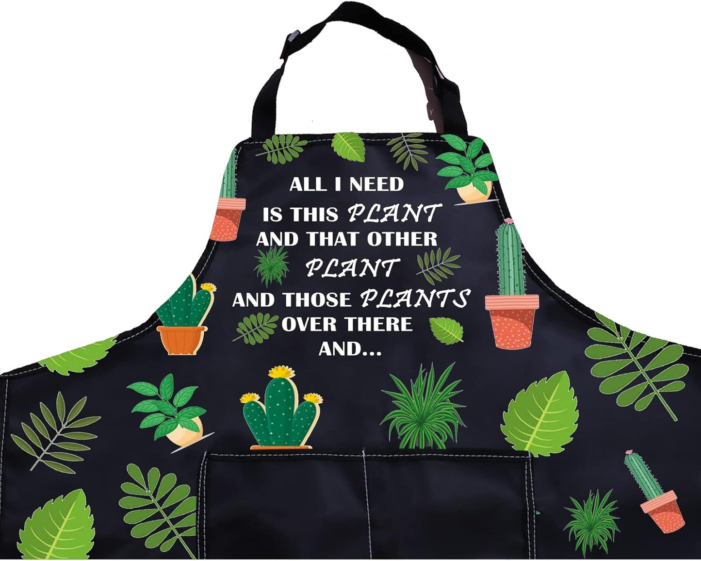 PXTIDY Plant Lover Gift Gardener Apron All Need Is This Plant Lady Gardening Apron Florist Kitchen Gift (Black)