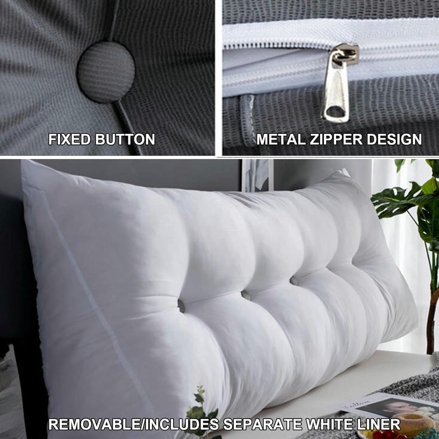 Soft Reading Bed Rest Pillow,Long Headboard Backrest Large Bolster Wedge Pillow Solid Color Neck/Back/Lumbar Support Pillowboard Dorm Daybed Cushion~/