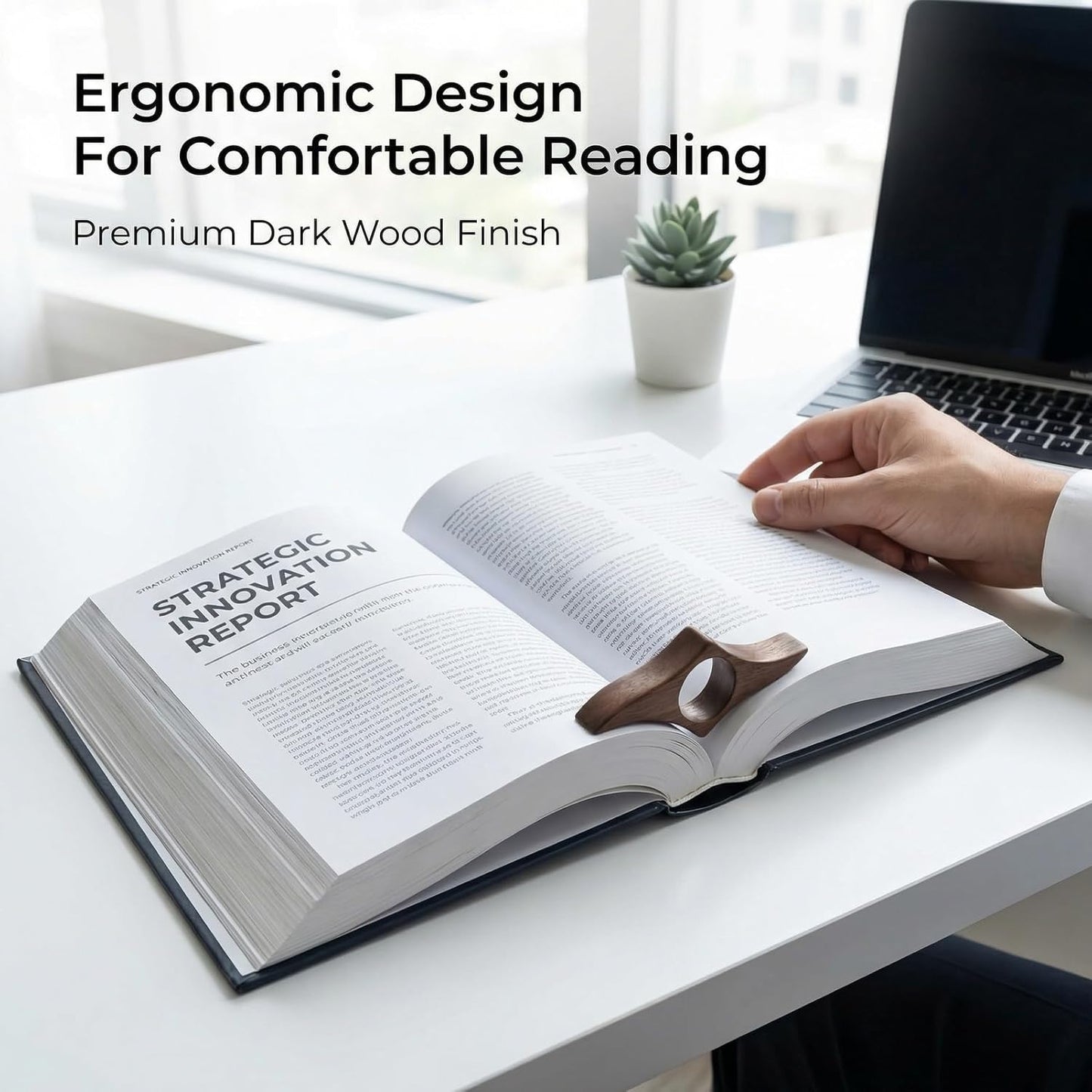 1 Pc Wooden Page Holder, Thumb Page Holder, Reading Accessories, Book Clip for Hands-Free Use, Ideal for Book Lovers & Daily Reading(Medium)