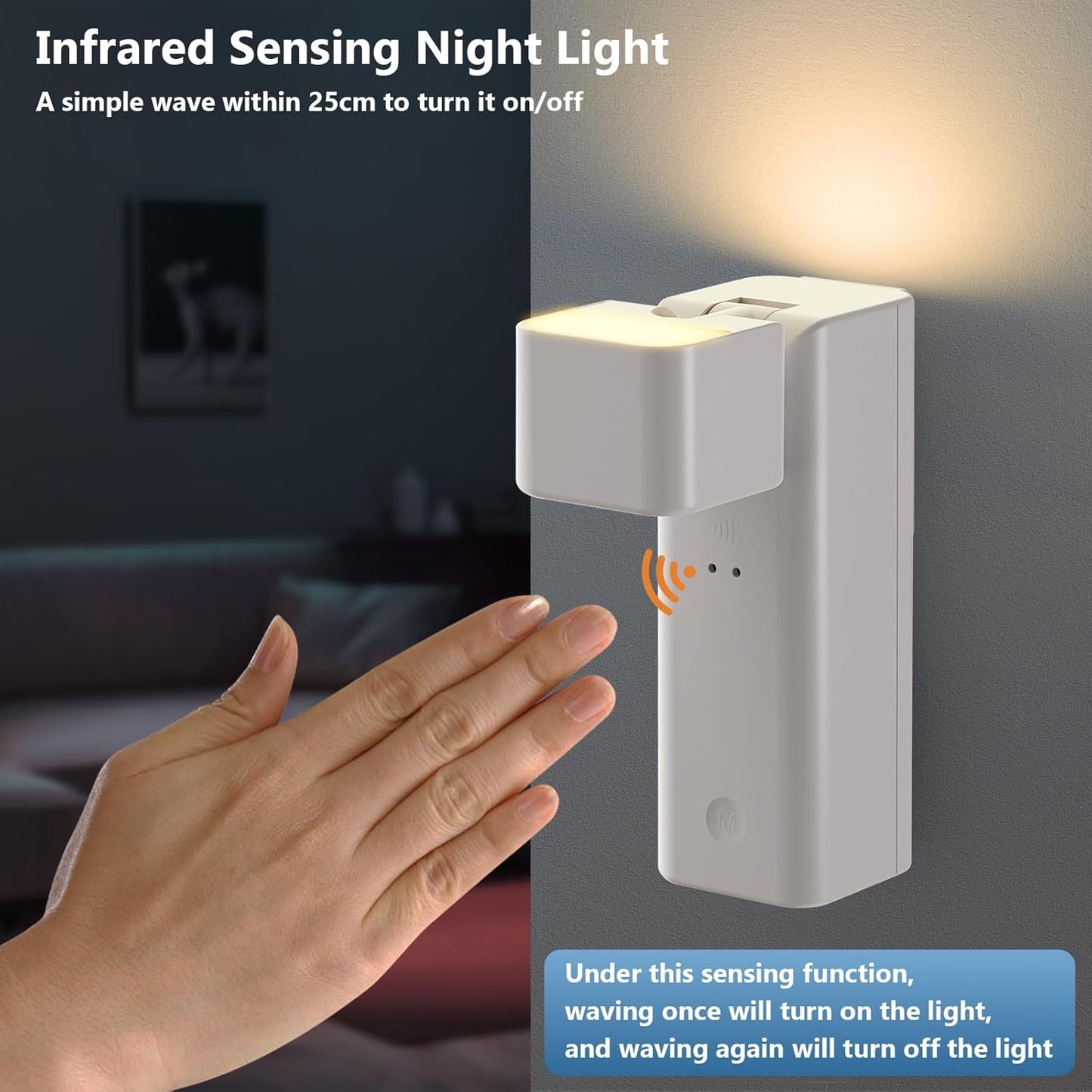 Yochoice Rechargeable Battery Operated Wall Sconce with Night Light, 4000mAh Wireless Stick On Wall Lamp, Wall Mounted Dimmable LED Reading Lamp for Bedroom, Touch Control & Adjustable Angle, 1-Pack