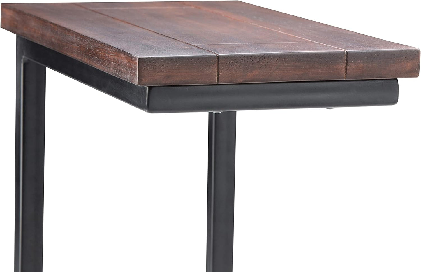 SIMPLIHOME Skyler C-Side Table - 18 inch Wide Solid Mango Wood and Metal Slide-Under Table in Dark Cognac Brown, Industrial Accent Table or End Table for Living Room with Open Frame Design, Assembled