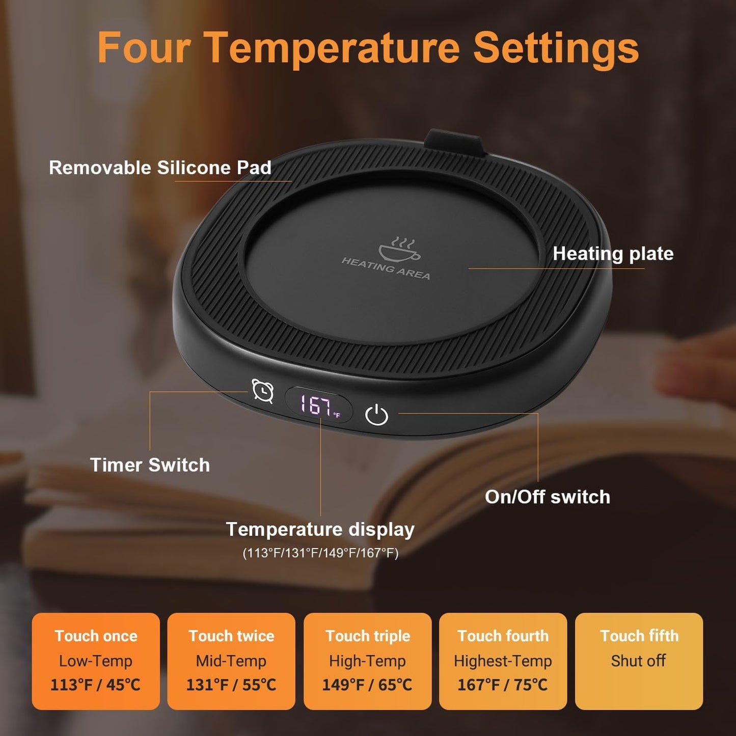 Coffee Mug Warmer & You are Awesome Mug Set, Electric Cup Warmer for Desk, Beverage Warmer with 4 Temperature Setting, 8-Hours Auto Shut Off