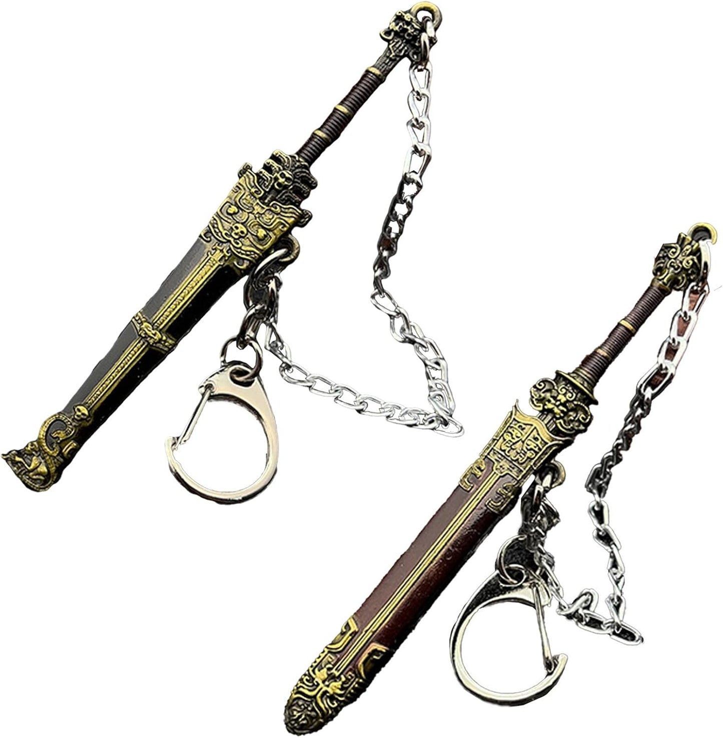 2 Pcs Metal Sword Bookmark Set with Scabbard, Mini Sword Book Mark for Men & Women, Vintage Bronze Daggers Reading Accessories, Unique Gifts for Book Lovers, Teachers, Students (Black & Yellow)