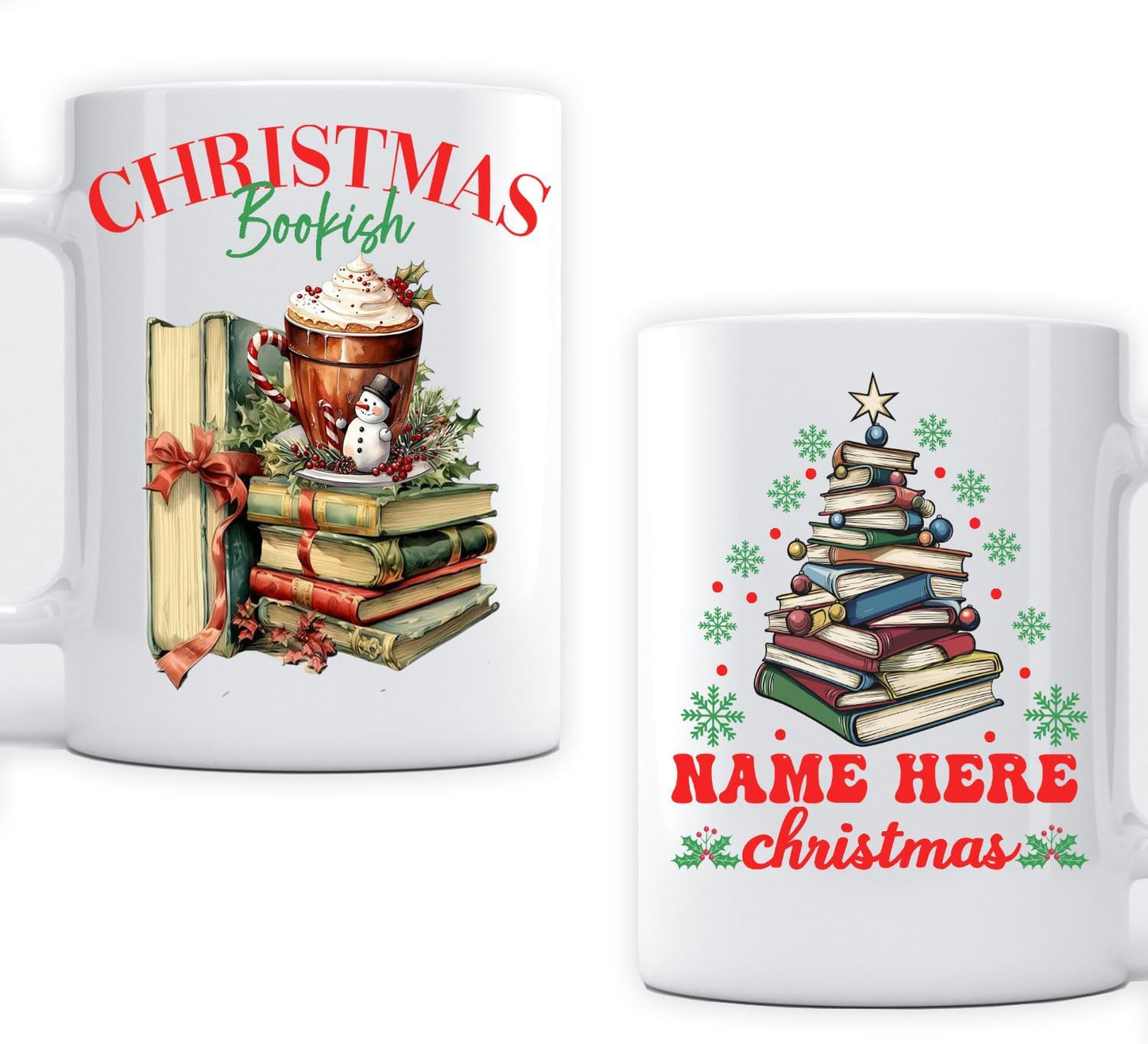 Bookish Gift Cozy Ceramic Coffee Mug 11oz for Reading Lovers Bookclub Enthusiasts Personalized Merry Christmas Present