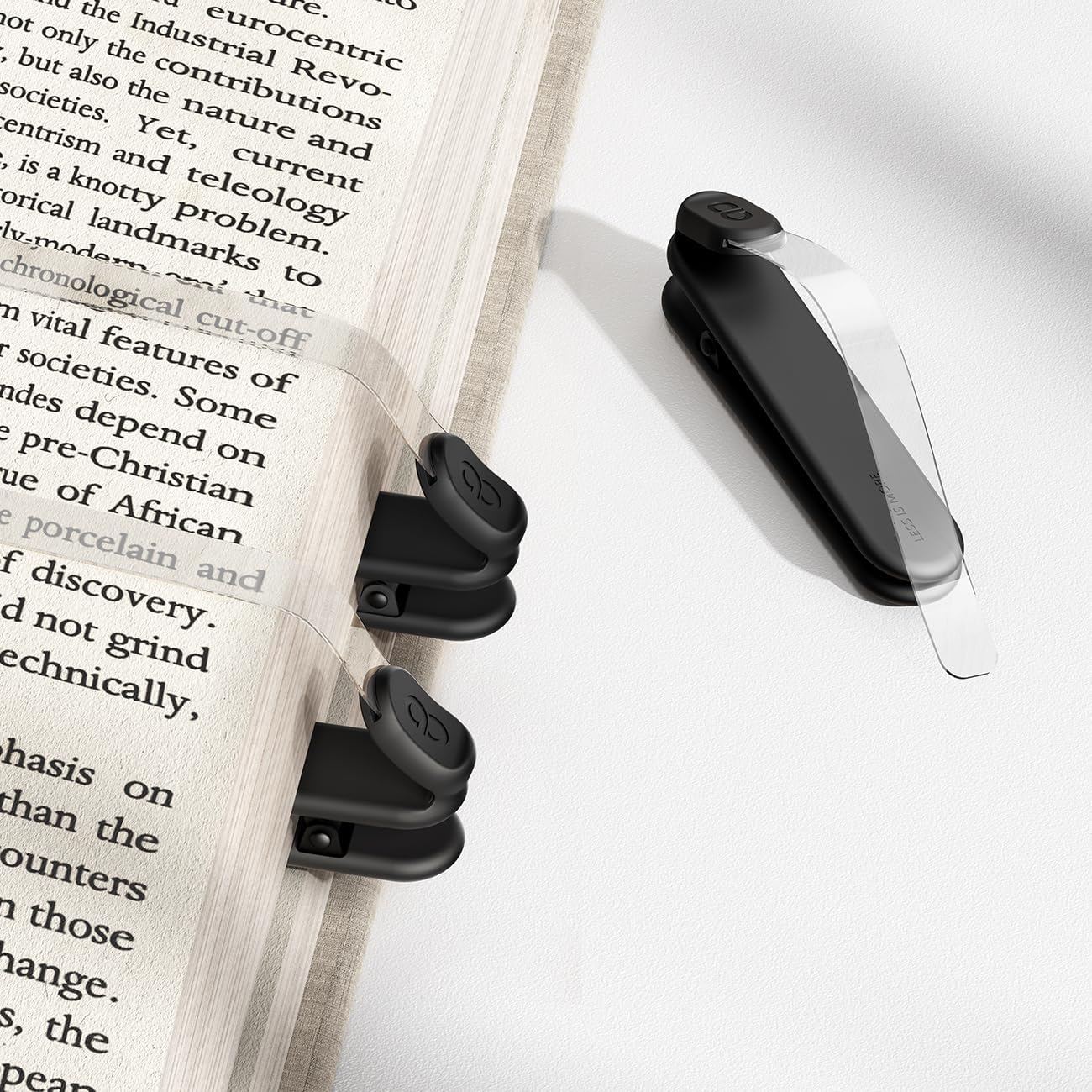 Lamicall Automatic Page-Turning Bookmark [3-Pack] - Hands-Free Transparent Book Marker for Hardcovers & Paperbacks, No-Slip Silicone Clip Reading Gifts Accessories for Students & Book Lovers (Black)