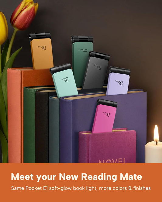 86lux Book Light, Rechargeable Reading Lights for Books in Bed, Ultralight Clip-on LED Bookmark Lamp with 3 Amber Colors & Stepless Dimming for Night Reading for Book Lovers, Kids, Ashen
