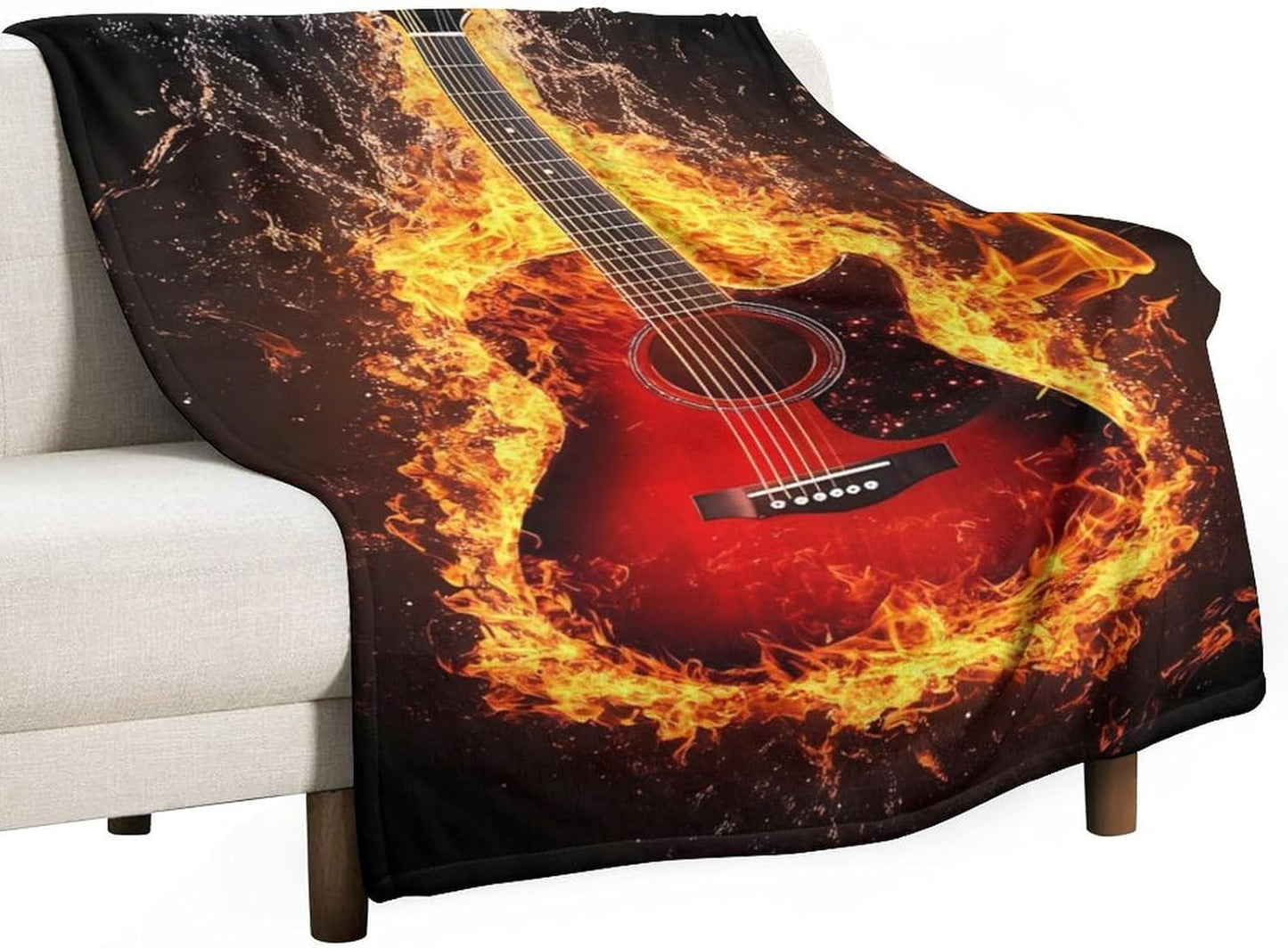 Fire Guitar Throw Blanket for Couch Bed Plush Cozy Fuzzy Flannel Blanket for All Season 40"x60"