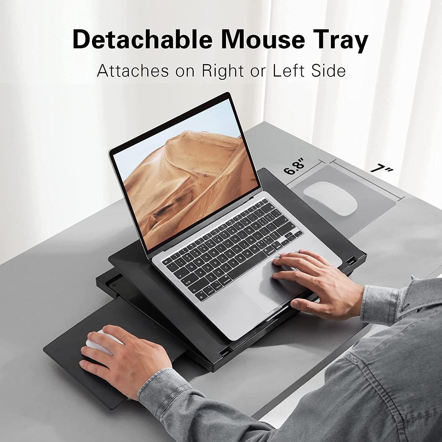 HUANUO Adjustable Lap Desk - with 6 Adjustable Angles, Detachable Mouse Pad, & Dual Cushions Laptop Stand for Car Laptop Desk, Work Table, Lap Writing Board & Drawing Desk on Sofa or Bed