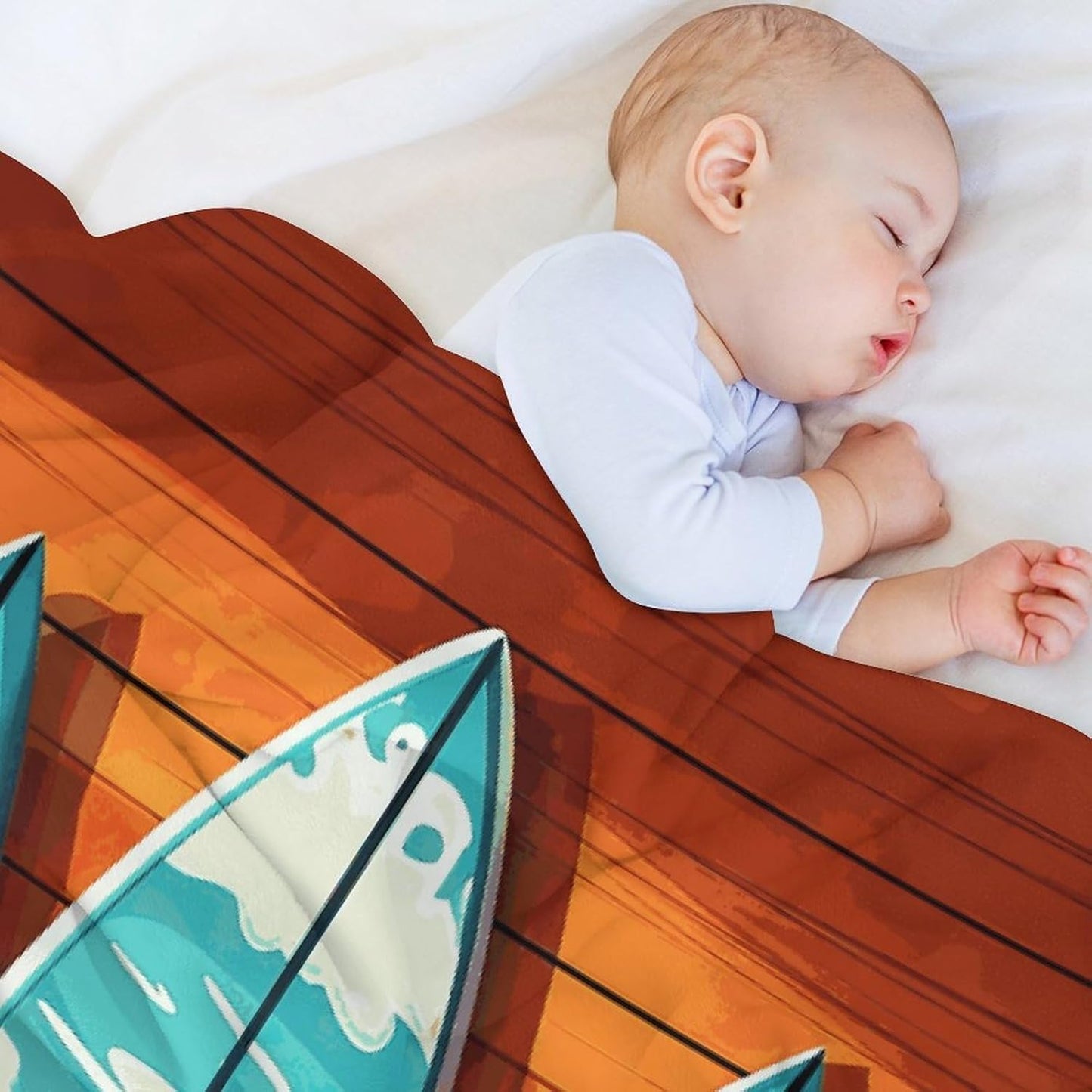 Surfboard on Wooden Blanket Super Soft Lightweight Throw Blanket Cute Cozy Warm Bed Blanket Decorative Fuzzy Blanket All-Season Home Decor Gift for Sofa Couch Living Room 30"*40"（76 * 100cm）