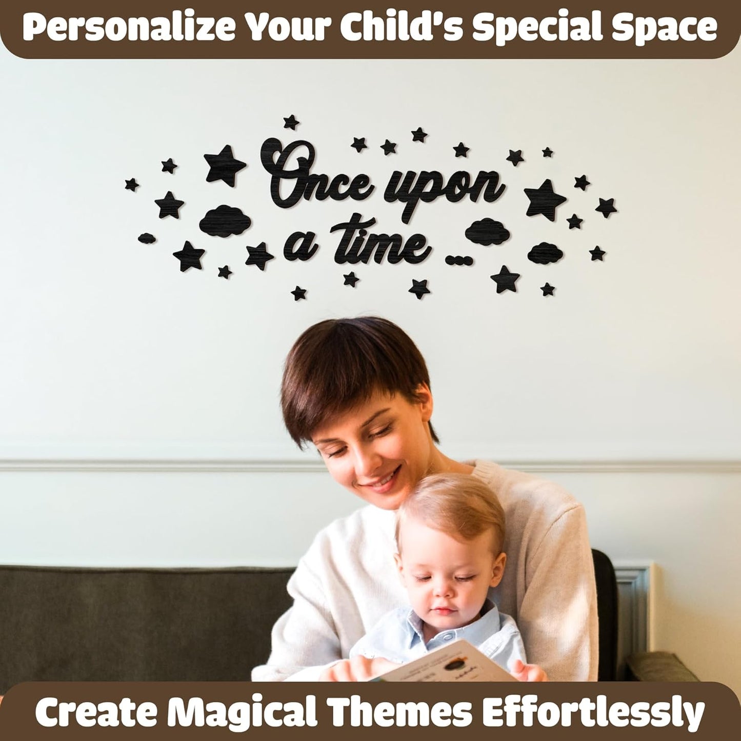 Once Upon A Time Sign For Nursery Decor - Once Upon A Time Wall Decor, Reading Corner Decorations For Kids, Wood Reading Sign For Kids Bookshelf Decor