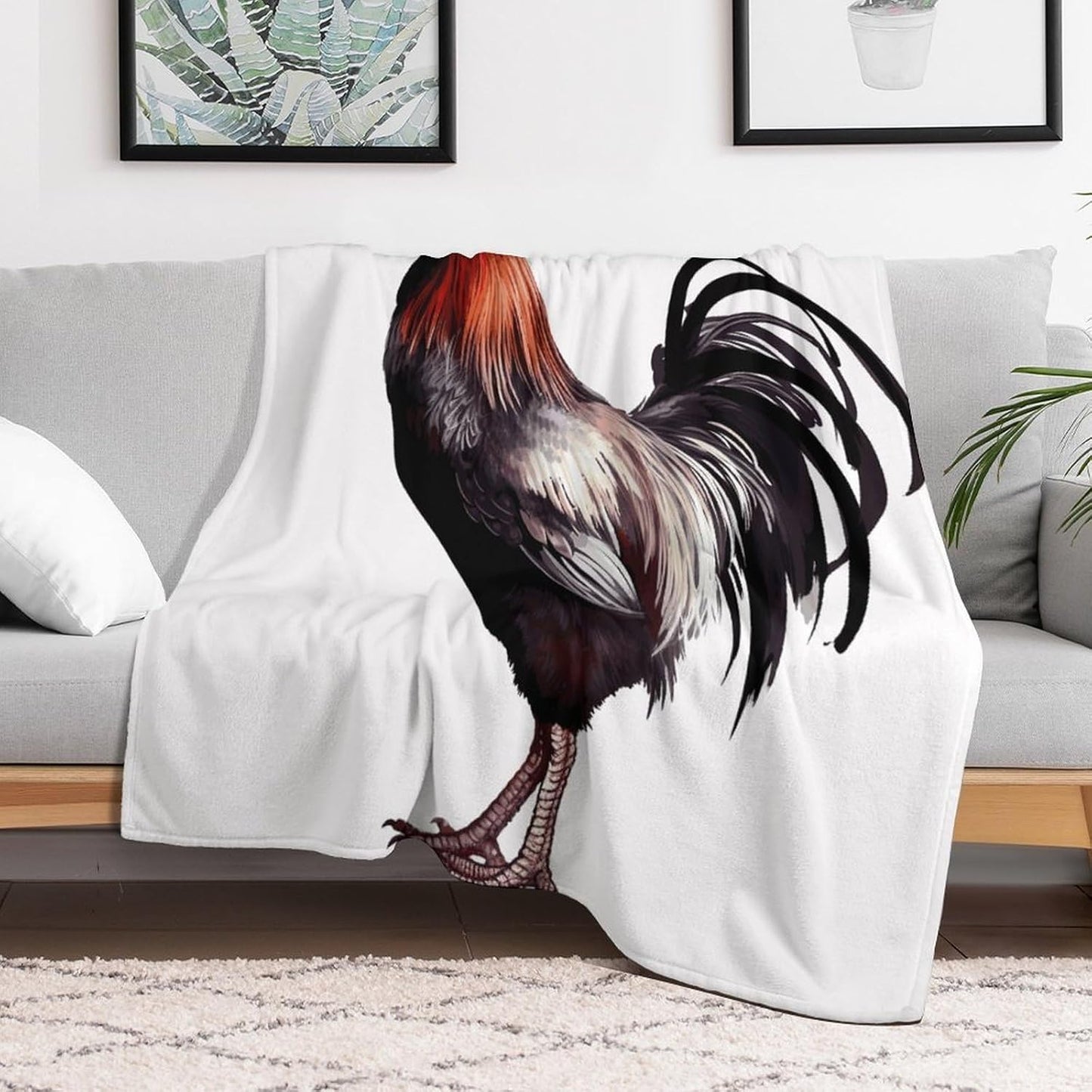 Rooster Blanket Super Soft Lightweight Throw Blanket Cute Cozy Warm Bed Blanket Decorative Fuzzy Blanket All-Season Home Decor Gift for Sofa Couch Living Room 60"*80"（150 * 200cm）