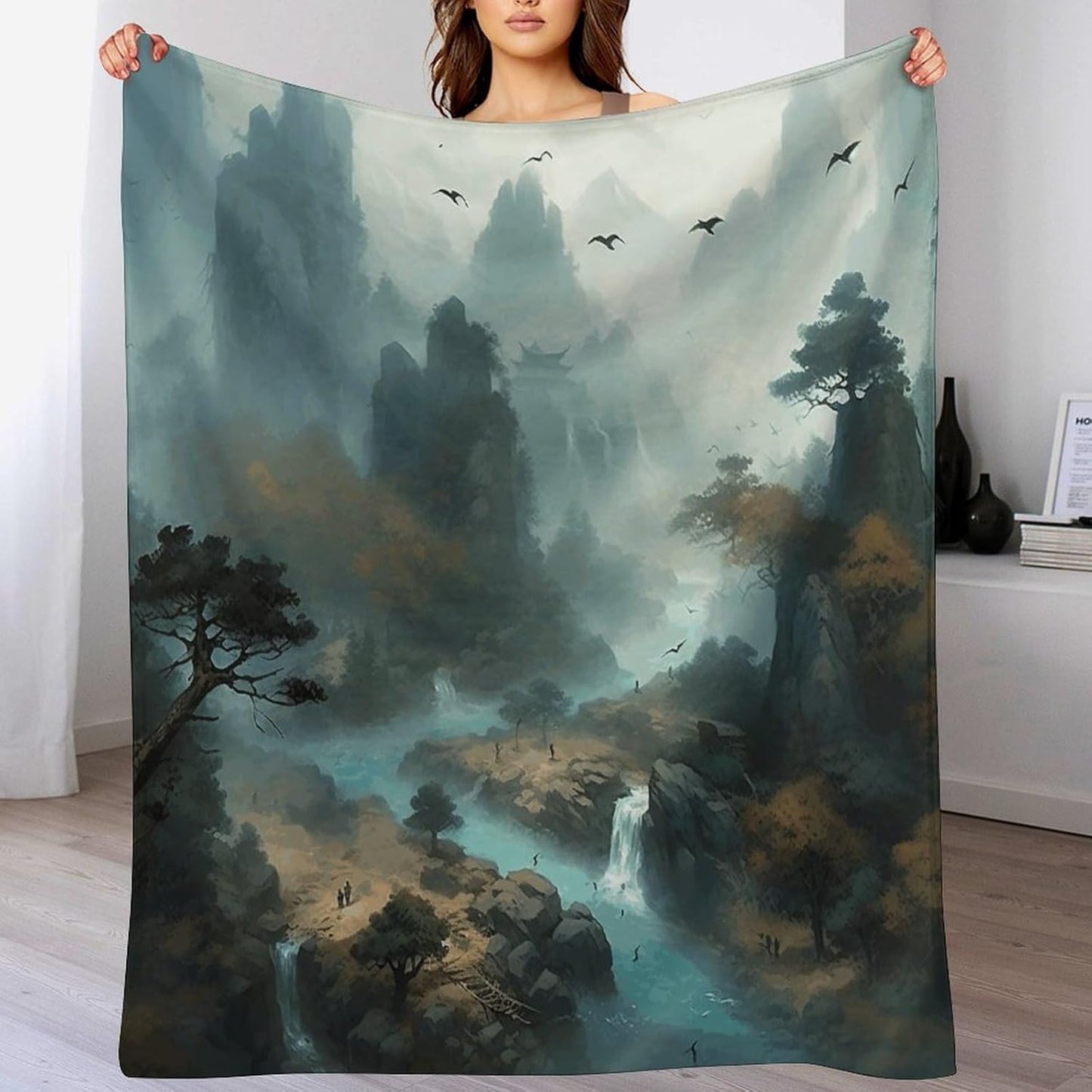Water and Rocks Throw Blanket for Couch Super Soft Warm Lightweight Throw Blankets Cozy Flannel Bed Blanket Cute Decorative Blankets for All Seasons Home Decor Gift 40"*50" （100 * 130cm）