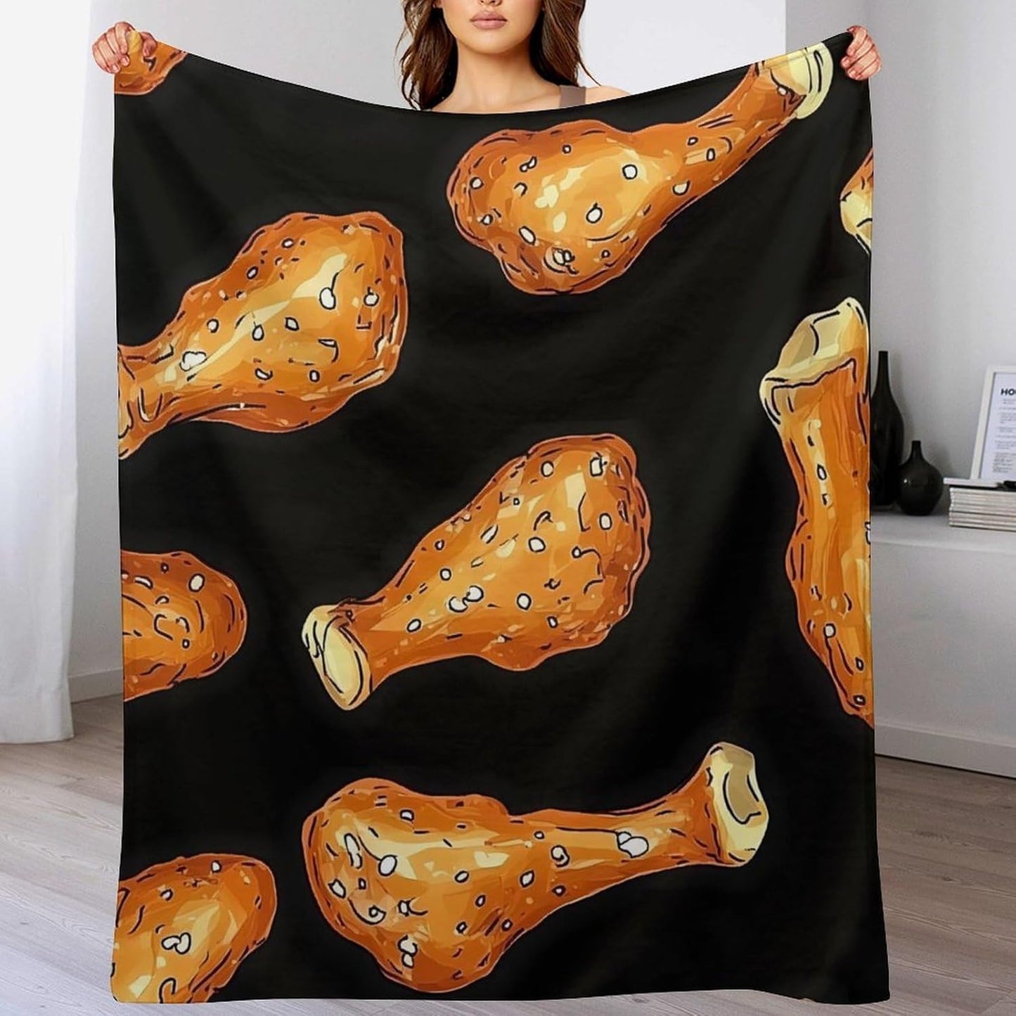 Chicken Legs Print Throw Blanket for Couch Bed Plush Cozy Fuzzy Flannel Blanket for All Season 70"x80"