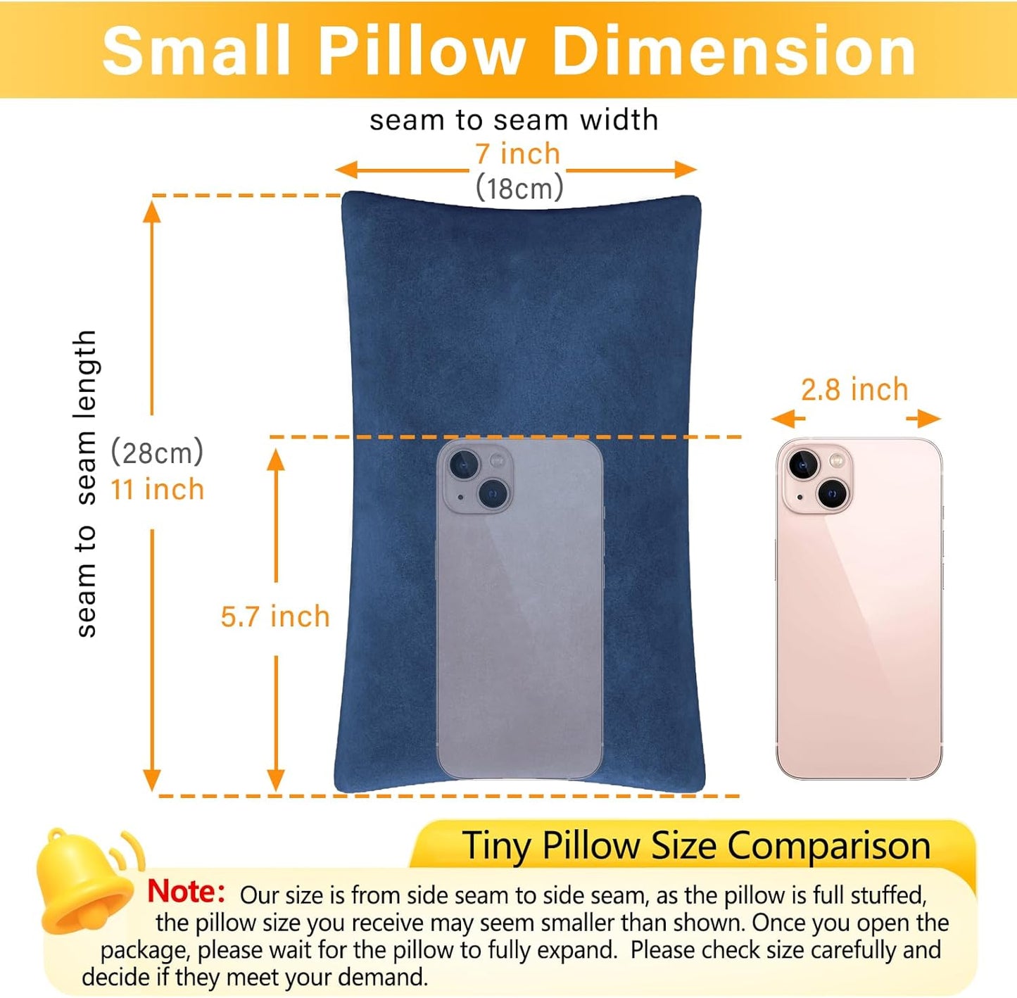 2 Pack Small Pillow, Memory Foam Mini Pillow 11 X 7 Inches for Travel, Sleeping, Nap and Neck, Knee, Lumbar Support, Tiny Cushion for Pet, Dogs (Blue)