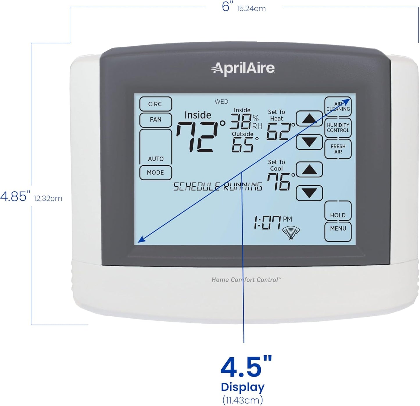 AprilAire 8910W Wi-Fi Programmable Touchscreen Thermostat with IAQ Control; Amazon Alexa and Google Assistant Compatible