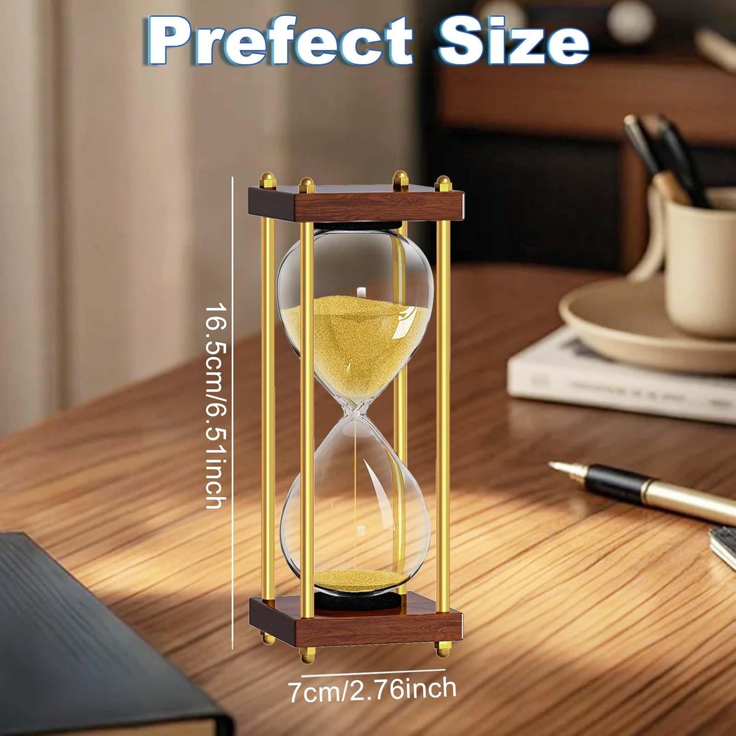 Sand Timer 30 Minute: Small Wooden Hourglass Timer, Reloj De Arena, Antique Sand Watch 30 Min, Sandglass for Home Office Desk Decorative