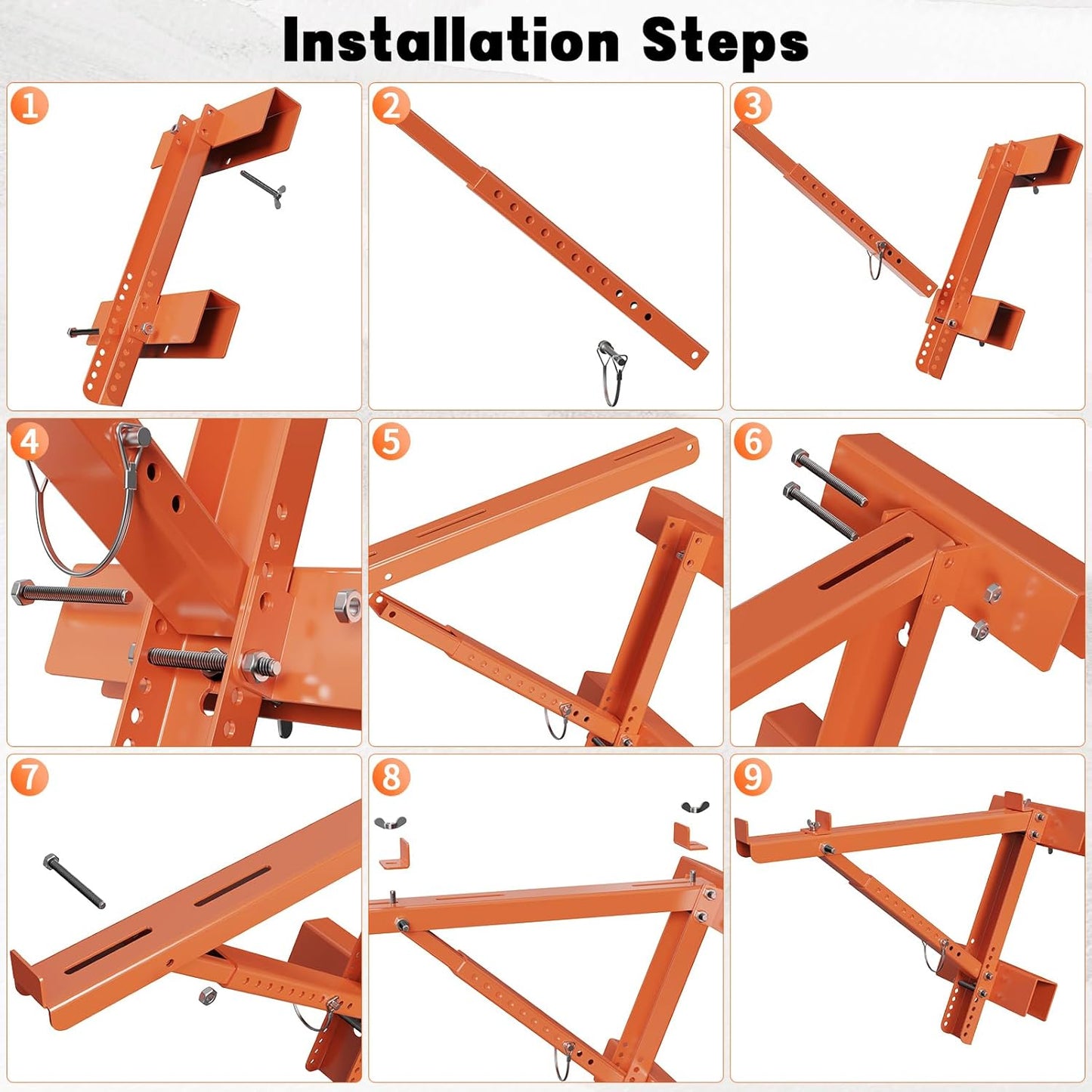 Ladder Jacks for Scaffolding Platform 2-Pack, Heavy-Duty Steel Ladder Jacks Scaffold Bracket, 350 lbs Capacity, Two-Rung Short Body Extension Ladder Jack for Roofing, Painting & Jobsite Use