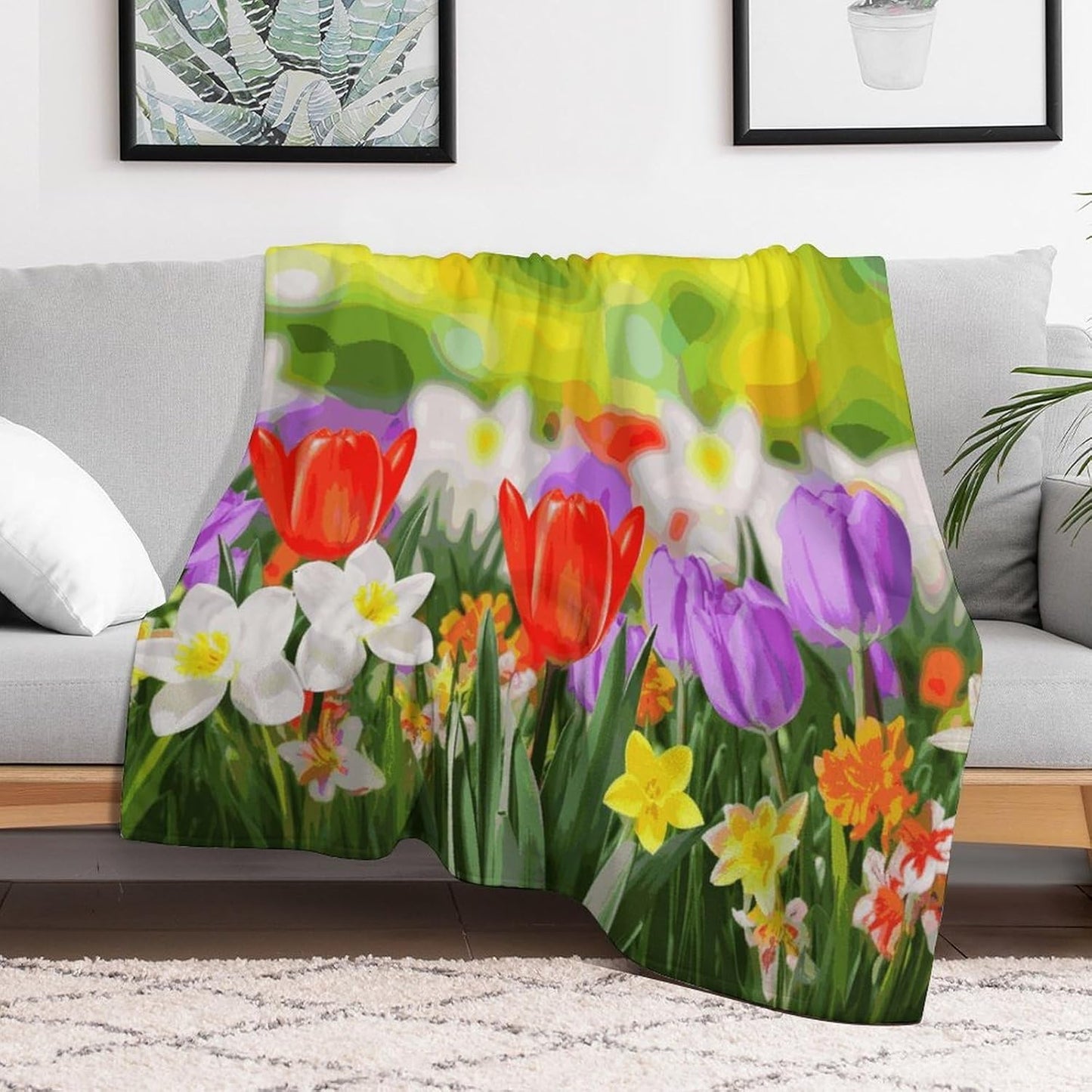 Spring Flowers Blanket Super Soft Lightweight Throw Blanket Cute Cozy Warm Bed Blanket Decorative Fuzzy Blanket All-Season Home Decor Gift for Sofa Couch Living Room 40"*50" （100 * 130cm）