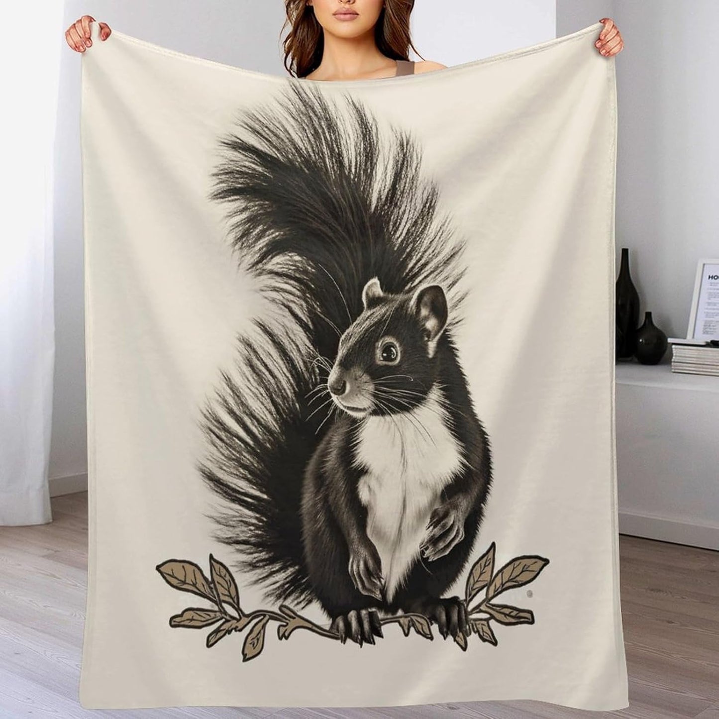 Skunk Throw Blanket for Couch Super Soft Warm Lightweight Throw Blankets Cozy Flannel Bed Blanket Cute Decorative Blankets for All Seasons Home Decor Gift 30"*40"（76 * 100cm）