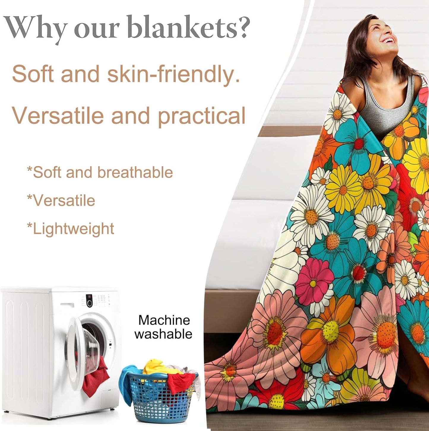 Fresh Potted Plant Blanket, Botanical Flannel Throw, Soft Cozy Lightweight Throws Blankets for Women Kids Girls, Minimalist Home Decor for Sofa Couch Bedroom Home, 60x50 Inch