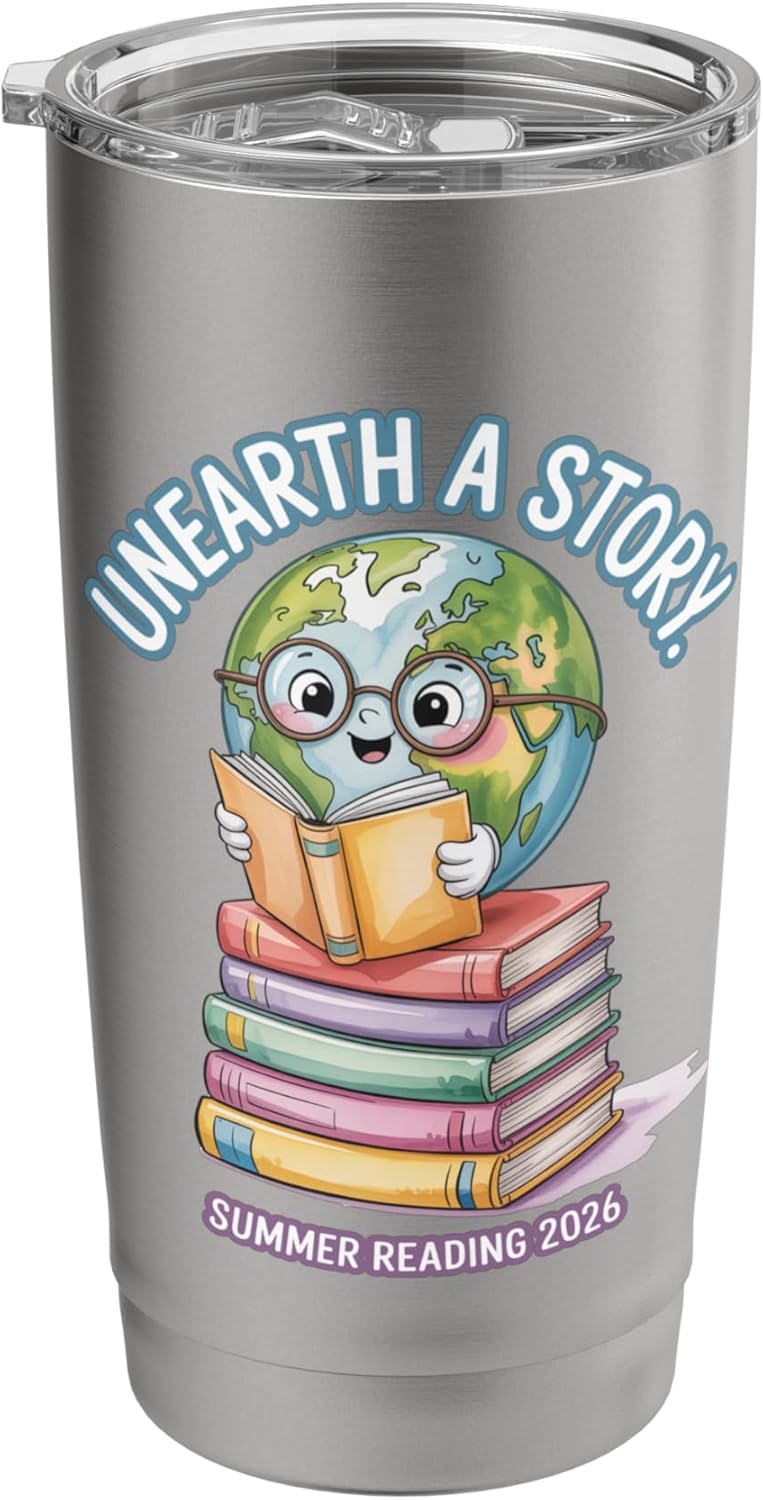 Unearth A Story Globe Reader Stainless Steel Insulated Tumbler
