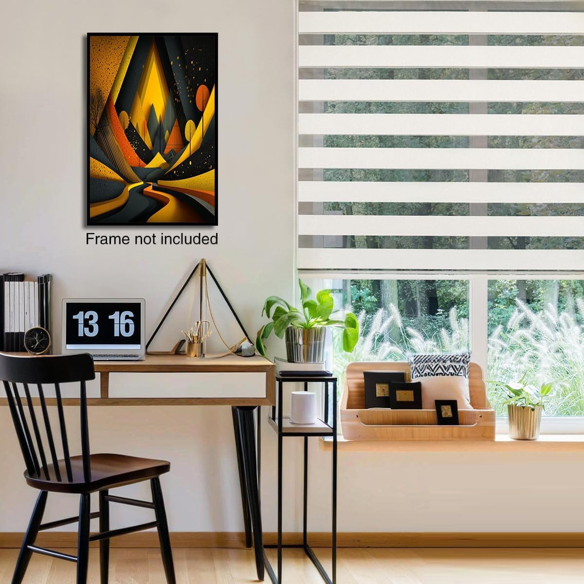 GDJSMIN Hand Drawn Geometric Pattern Wall Art, Abstract Road Mountain View Poster for Reading Room Living Room Decor 12x 16 inch Unframed