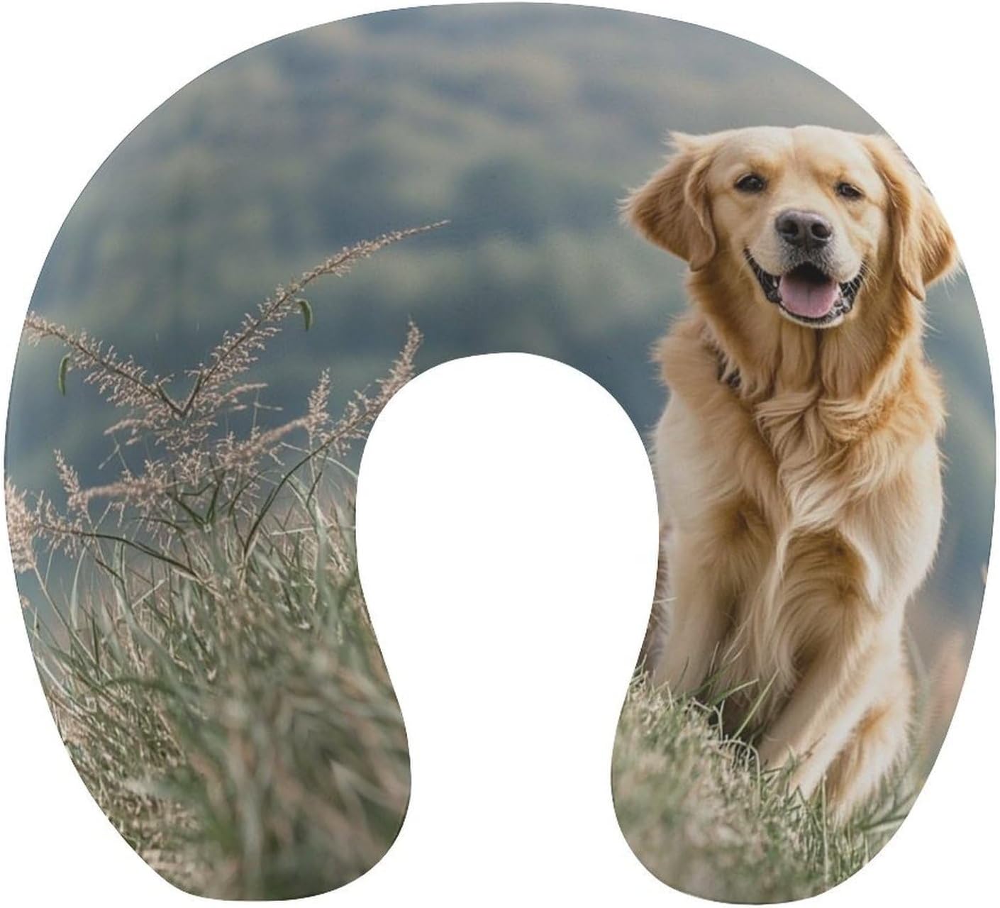 Golden Retriever Dog Neck Pillow Memory Foam U Shaped Pillows Portable Pillows for Shoulder Travel Head Support Pillow with Concealed Zipper for Airplane Car Home Office
