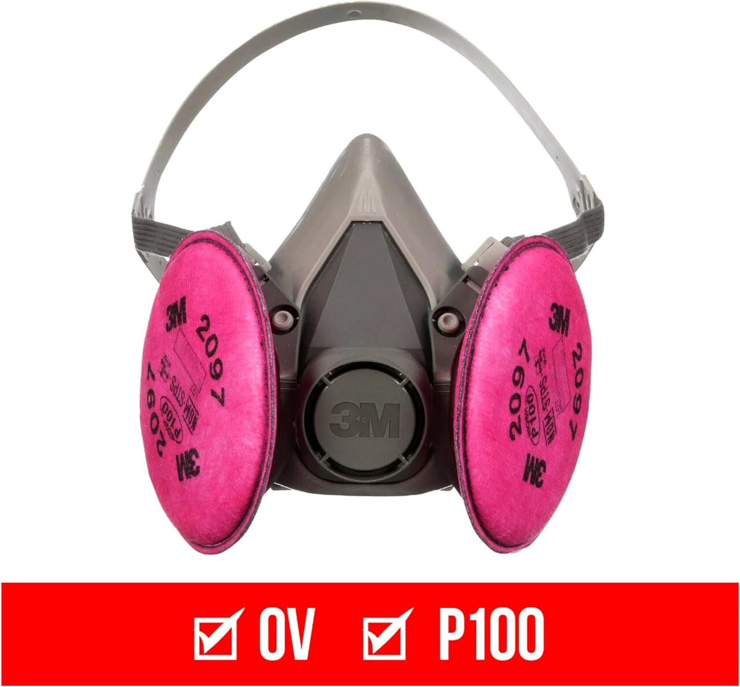 3M P100 Performance Mold & Lead Paint Removal Respirator, Medium Size, NIOSH-APPROVED P100 Rated Filter, Carbon Layer Helps Reduce Odor Nuisance, Lightweight, Adjustable Head Straps (6297P1-DC)