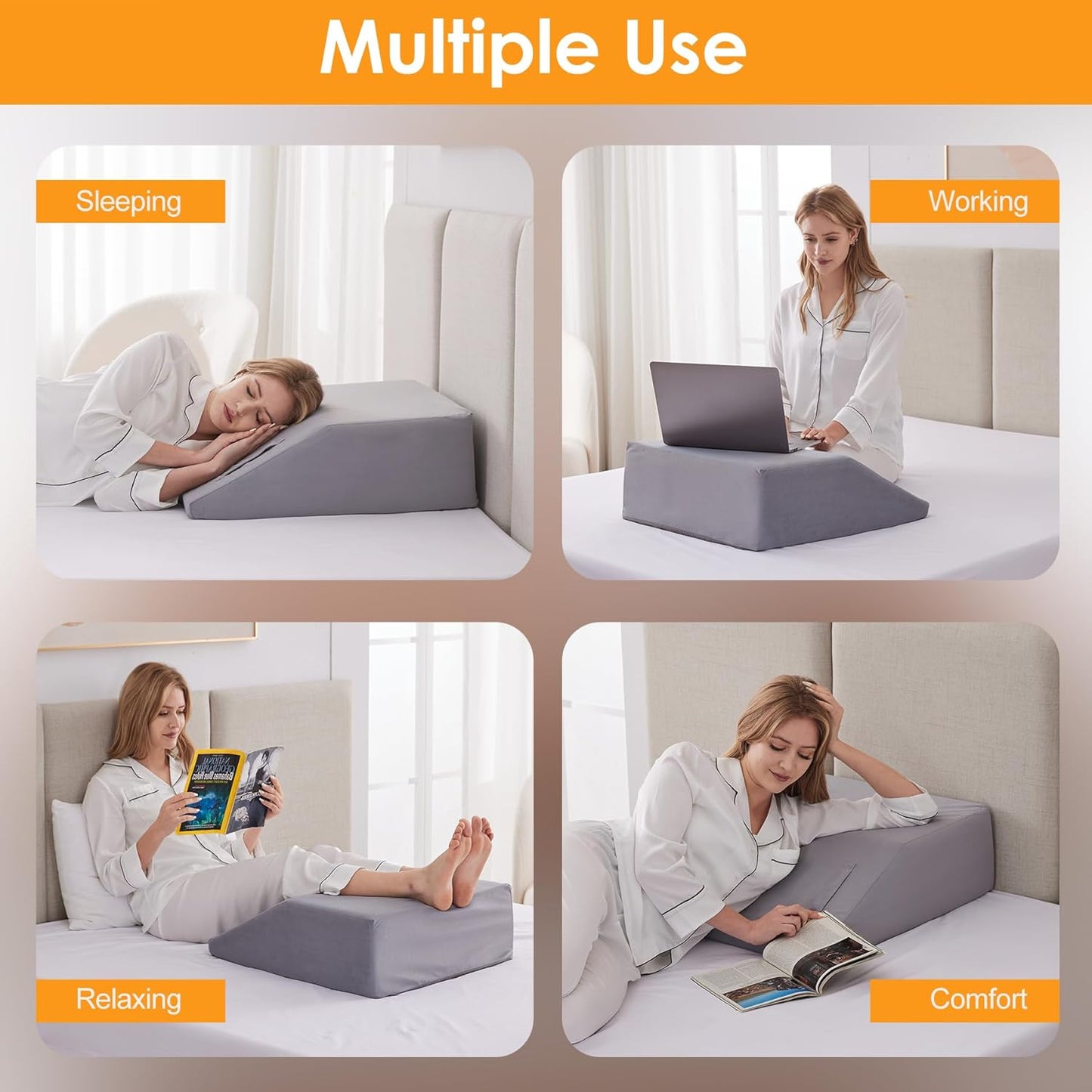 Leg Elevation Pillow for After Surgery, 6inch Foam Leg Elevating Pillow for Swelling and Blood Circulation, Leg Wedge Pillow for Sleeping, Knee Pillow for Knee Hip Ankle Pain Relief, Velvet