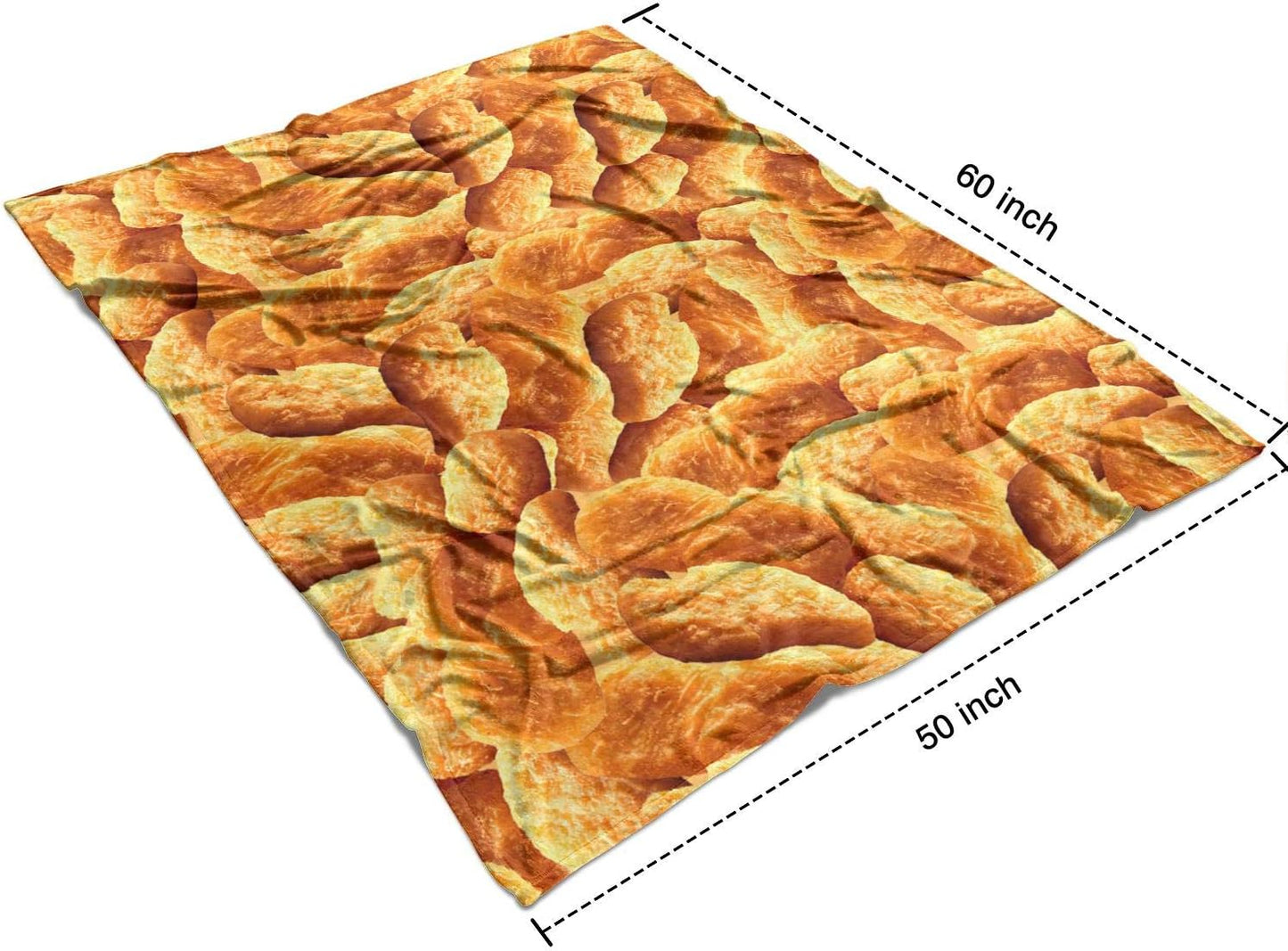 Chicken Nuggets Throw Blanket for Teens Boys Girls and Adults Soft Warm Cozy Funny Midweight Food Flannel Blankets for Couch Sofa Bed Camping Travel Home Decor 50" X 60"