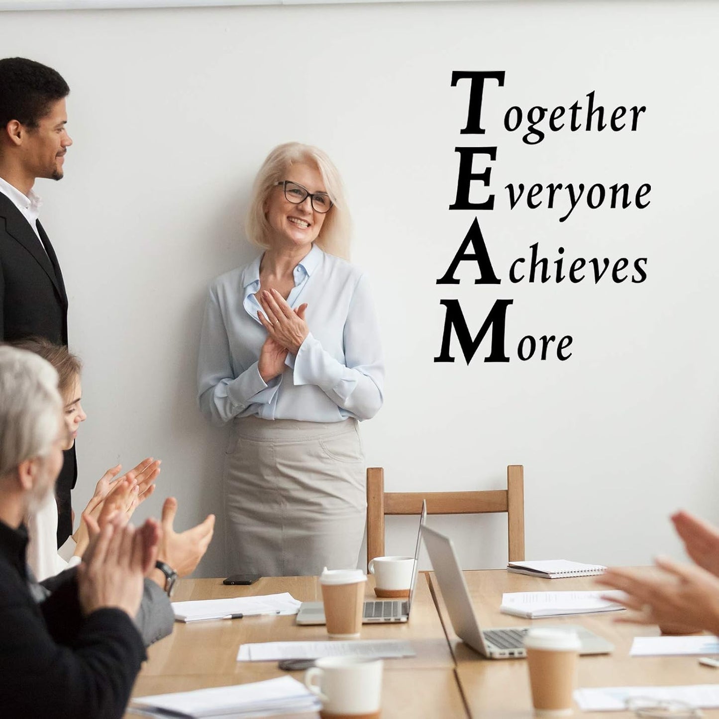 2 Sheets Motivational Wall Decals Vinyl Inspirational Quotes Stickers Together Everyone Achieves More Office Positive Sayings Wall Decals for Back to School Office Classroom Team Gym Bedroom Decor