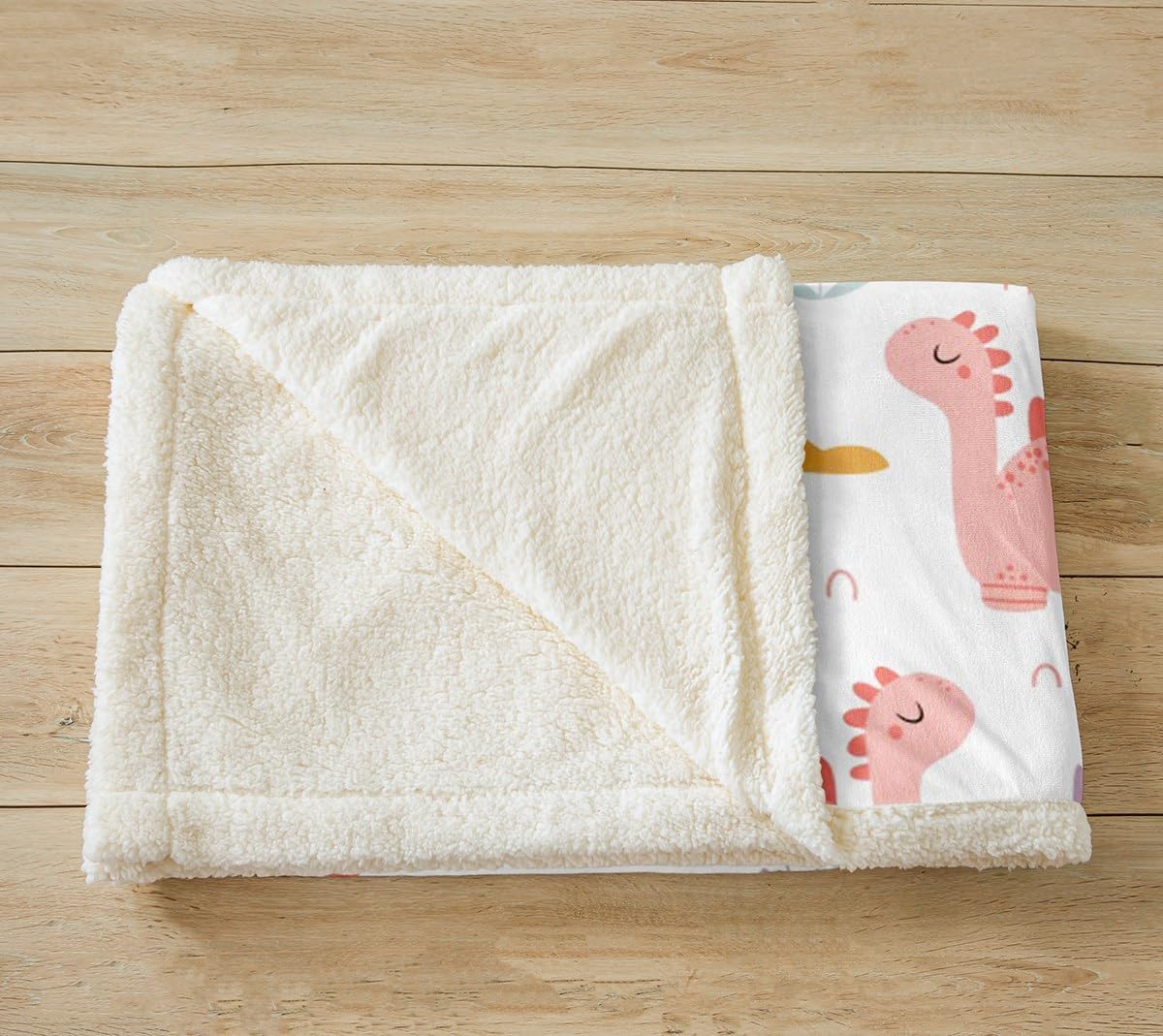 Cartoon Dino Fleece Throw Blanket Pink Green Dinosaur Sherpa Blanket Cute Jungle Dino Sherpa Blanket for Kids Boys Girls Cute Rainbow Fuzzy Blanket Twin 60"x80"