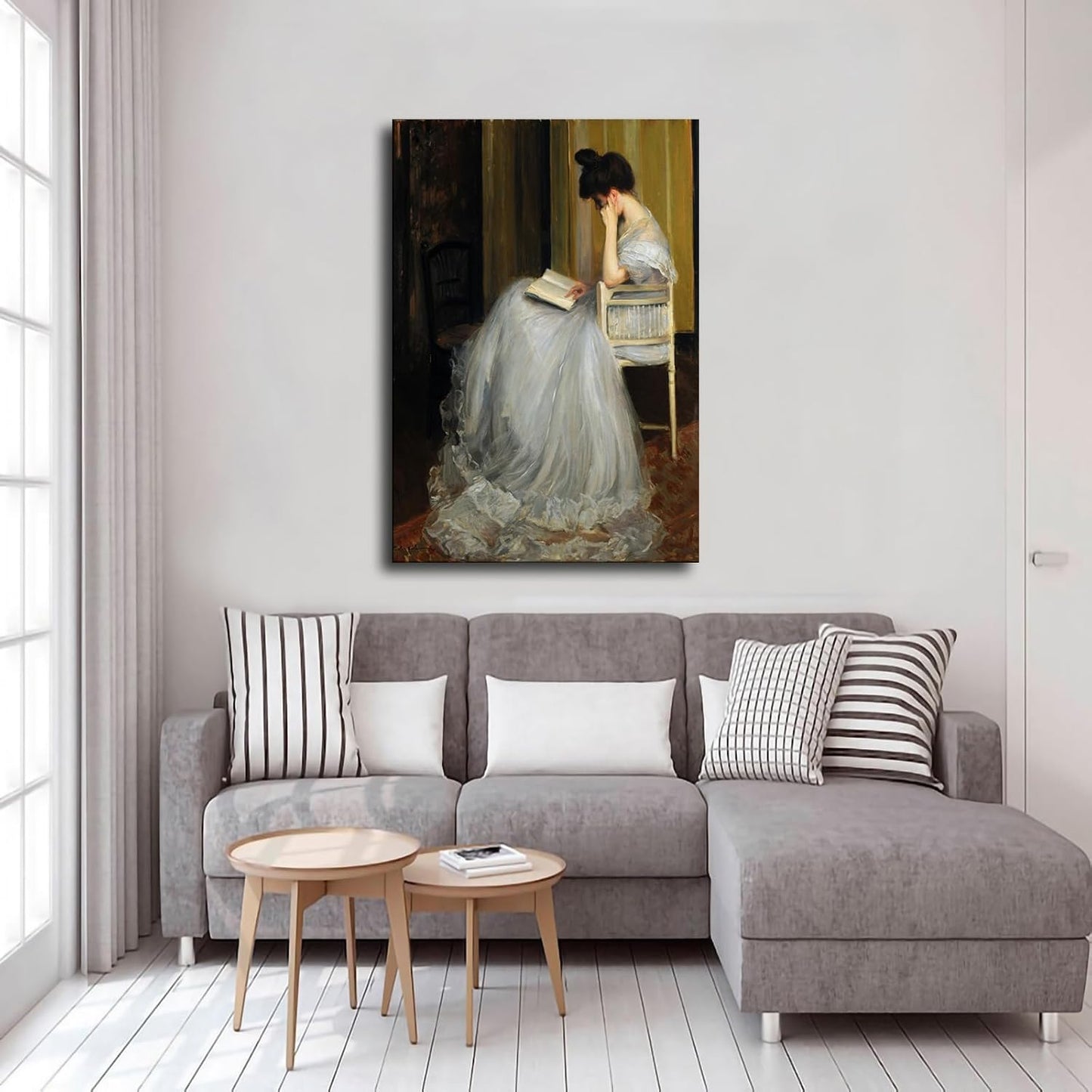 Woman Reading Portrait Poster Canvas Print Inspirational Wall Decor Home Decor Art Aesthetic Hanging Painting (20×30inch_Framed)