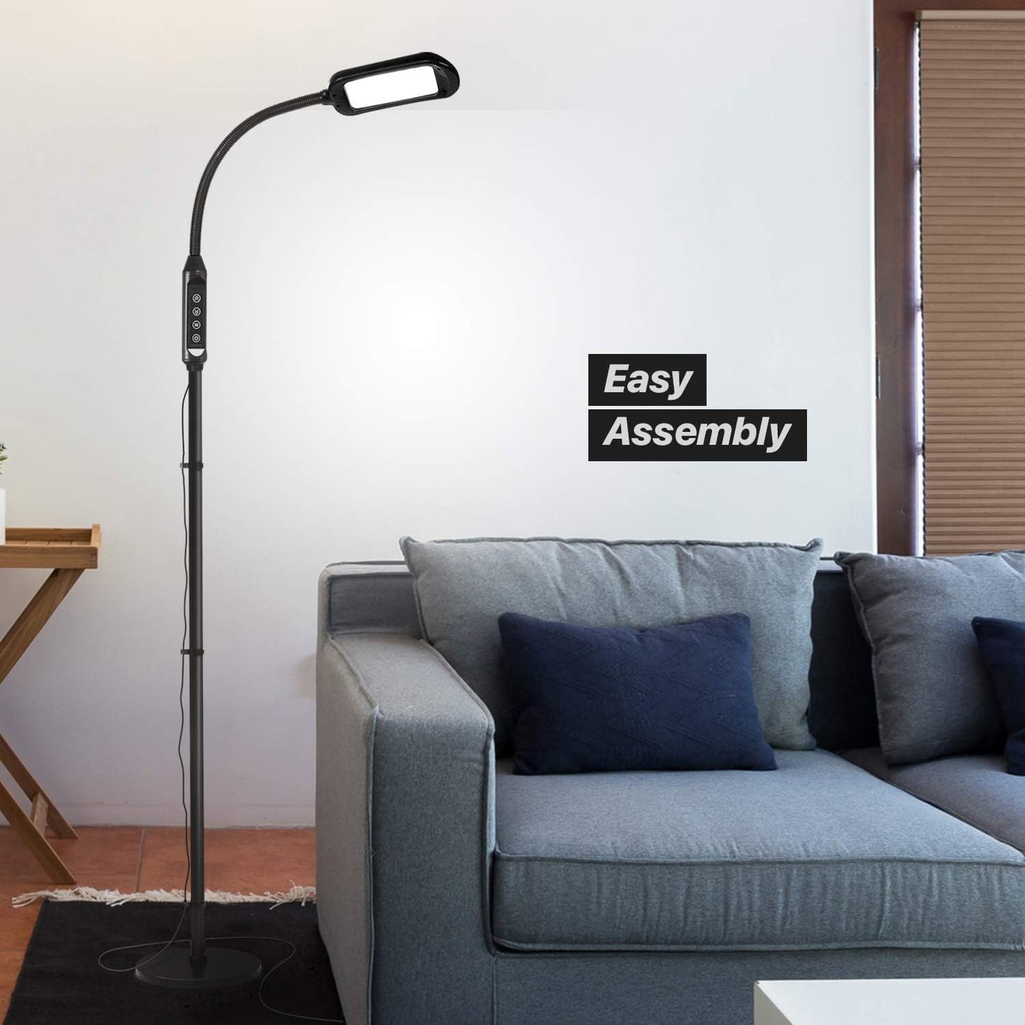 2-in-1 LED Floor & Desk Lamp — Adjustable Height, Gooseneck, Portable Standing Lamp for Living Room / Dorm /...