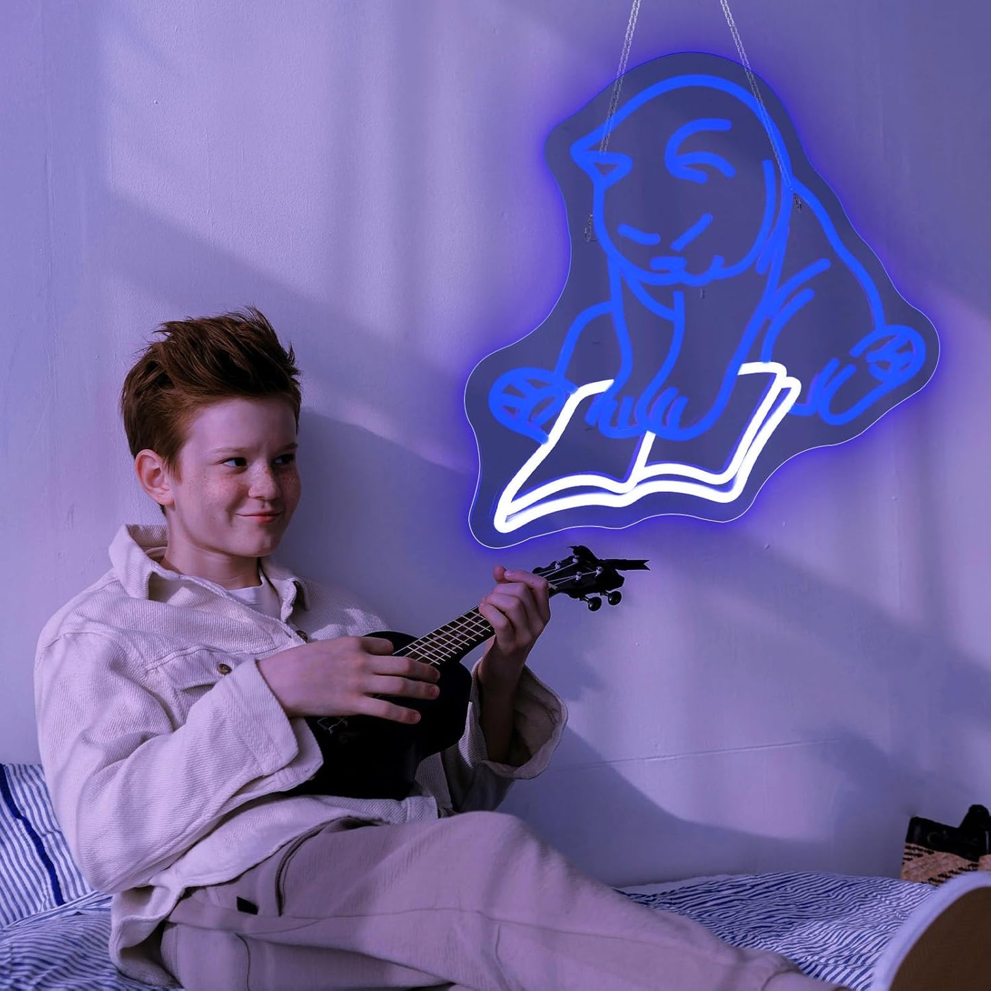Cat Reading Book Neon Sign Led Light Up Signs for Wall Decor Usb Powered Neon Light Signs Indoor Light for Room Decor Holiday Gift