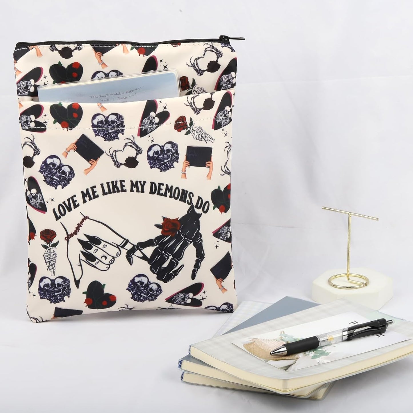 Enemies to Lovers Book Sleeve - Gothic Valentine & Wedding Gift - Skeleton Skull Hands - LoveMyDemonsBS
