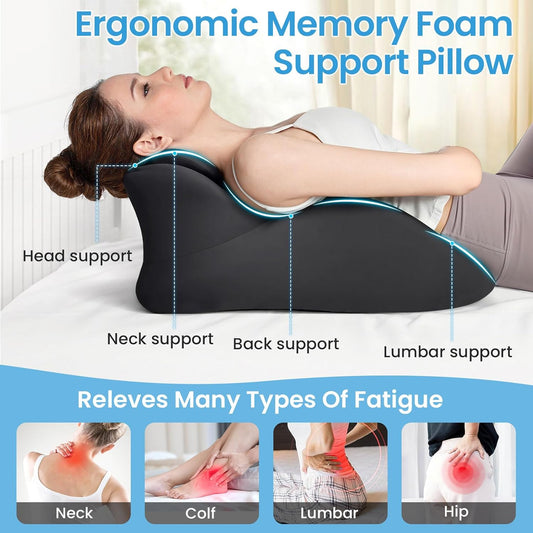 LiveGo Memory Foam Wedge Pillow, Multi-Position Support Pillow for Adults, Ergonomic Prone Pillows with Removable Cover for Sleeping, Reading, Acid Reflux, Back,Neck, Legs Elevation