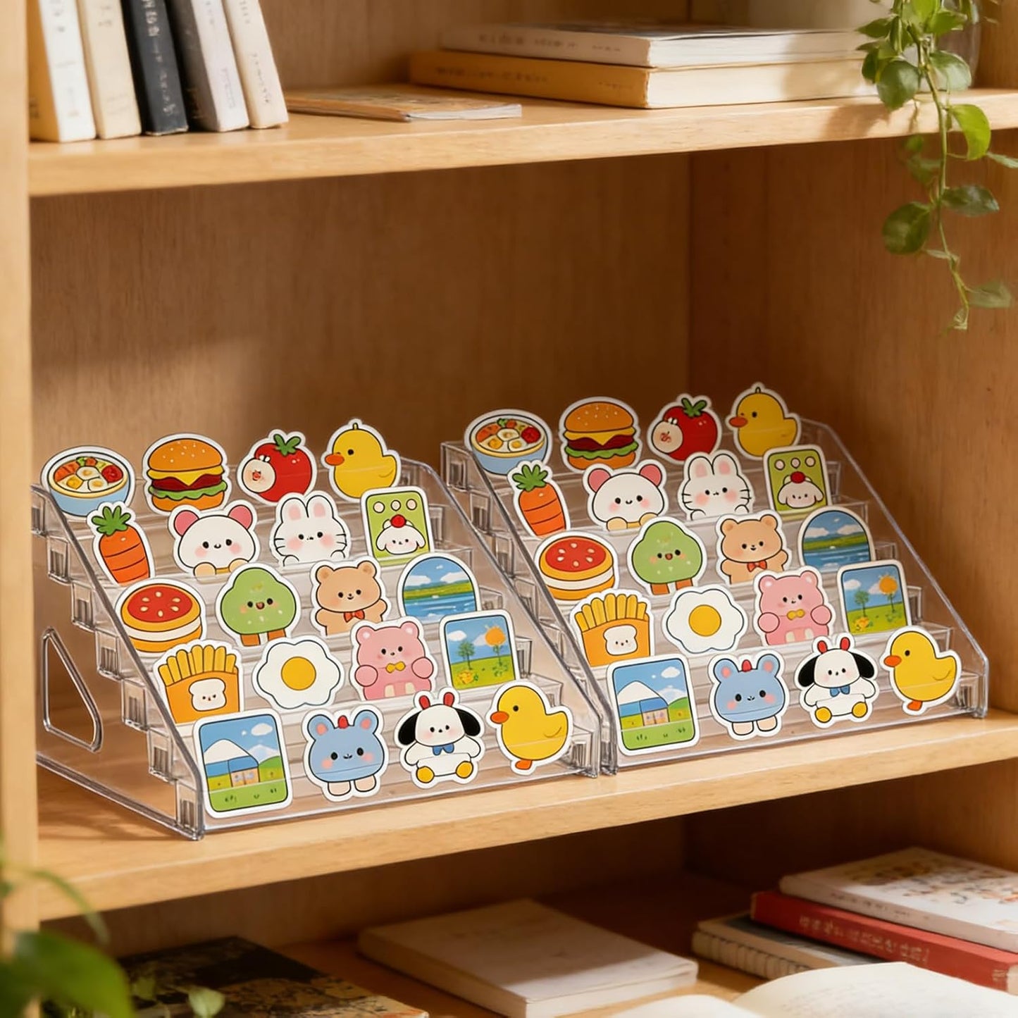 2 Pack 7 Tiers Sticker Display Stand, Sticker Stamp Holder Organizer for Large Stickers Vendors Small Business Supplier Events Trade Shows Classroom Risers Greeting Card Display Sticker Holder