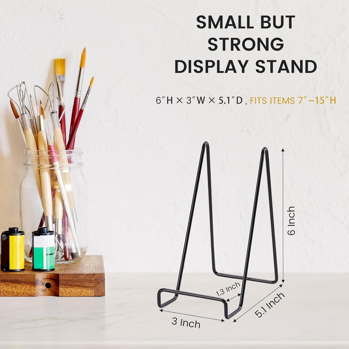 12 Pack 6 Inch Plate Stands for Display,Book Display Stand,Black Metal Decorative Plate Stand,Small Easels for Display,Suitable for Books, Desktop Art, Images, Photos,and Collages