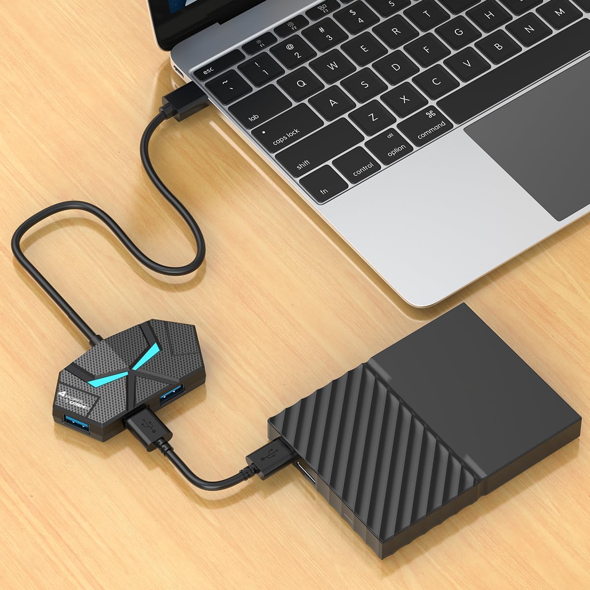 USB 3.0 Hub, 4-Port USB Hub, USB Splitter, USB Extender with Power Port for Laptop, PC, Xbox, Gamepad,Flash Drive, HDD, Console, Printer, Camera,Keyborad, Mouse,USB Fan