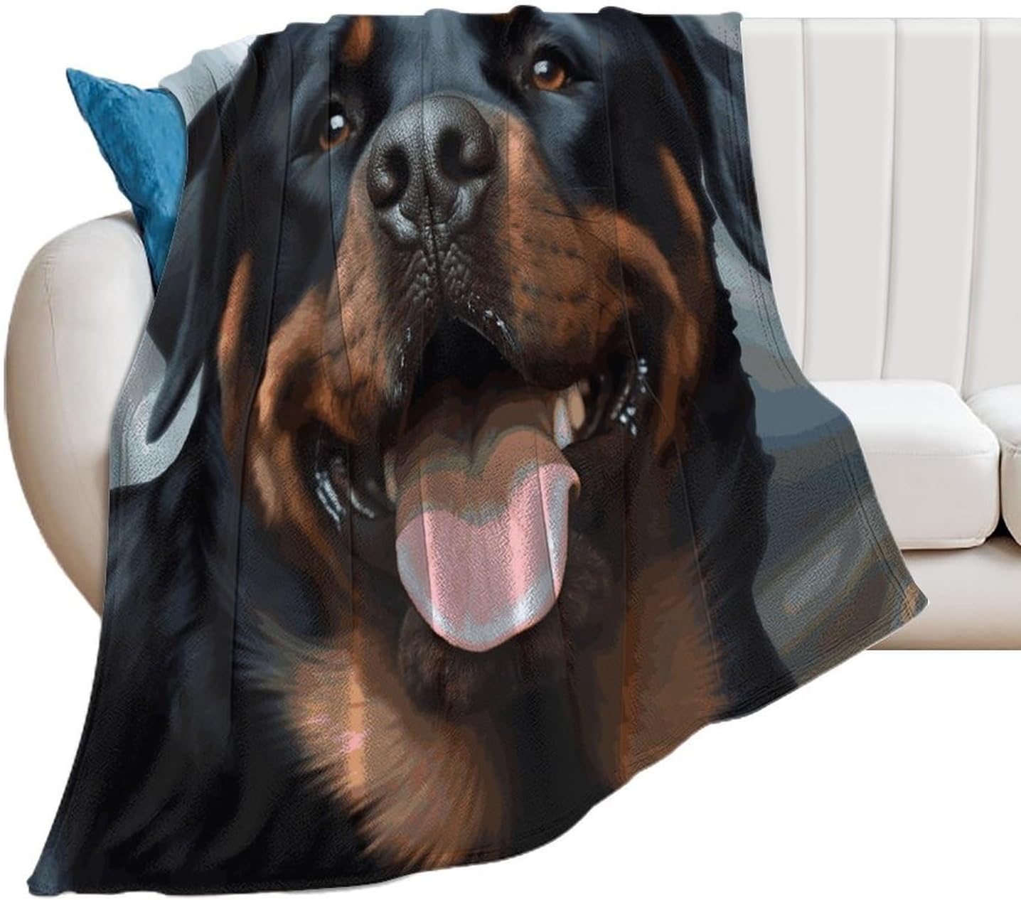 Rottweiler Dogs Tongue Head Blanket Super Soft Lightweight Throw Blanket Cute Cozy Warm Bed Blanket Decorative Fuzzy Blanket All-Season Home Decor Gift for Sofa Couch Living Room 50"*60"（130 * 150cm）