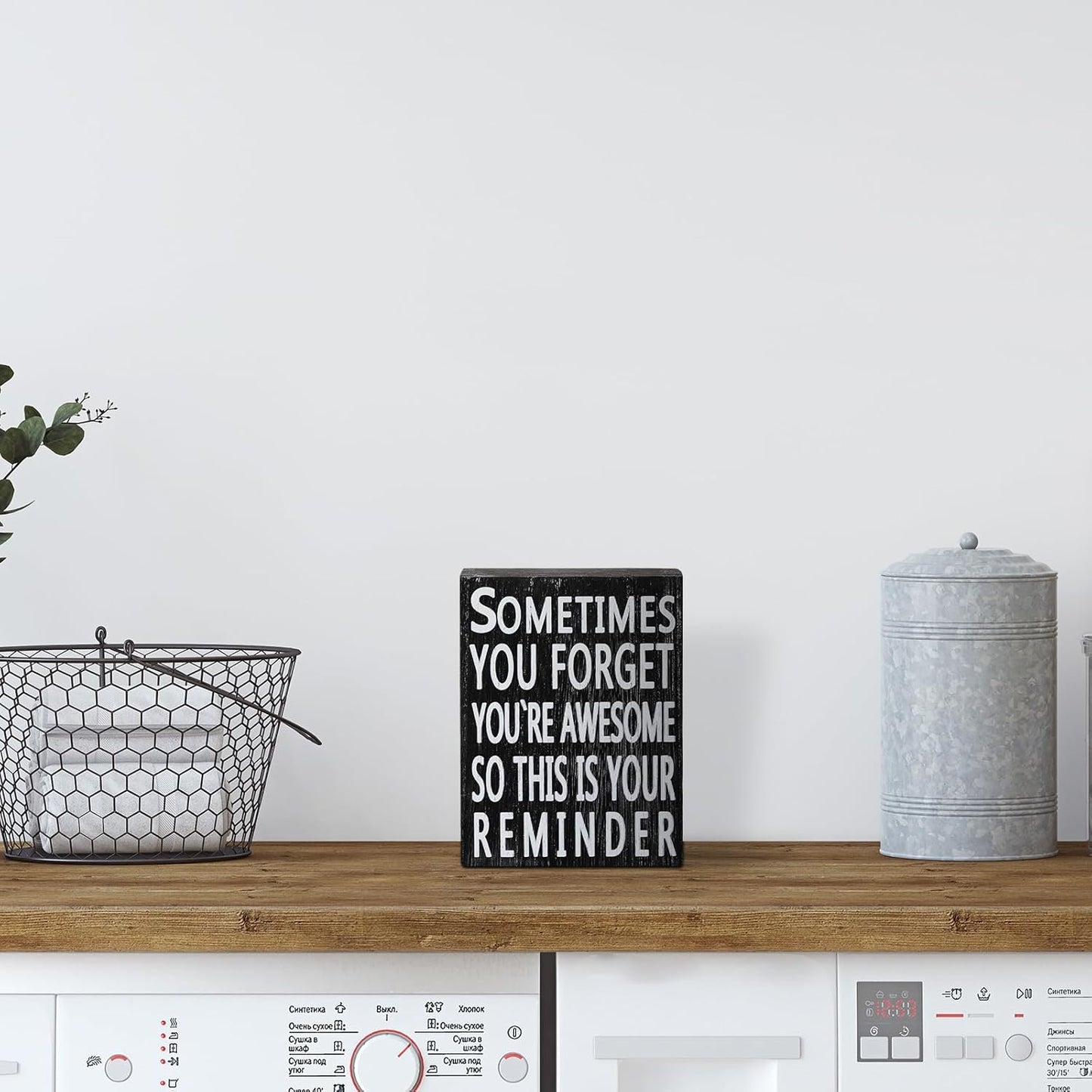 Inspirational Wood Box Sign 5 x 4 Inch Home Office Valentine's Day Motivational Decor Gift with Saying Sometime You Forget You're Awesome So This Is Your Reminder Wall Desk Funny Decor(Black Board)