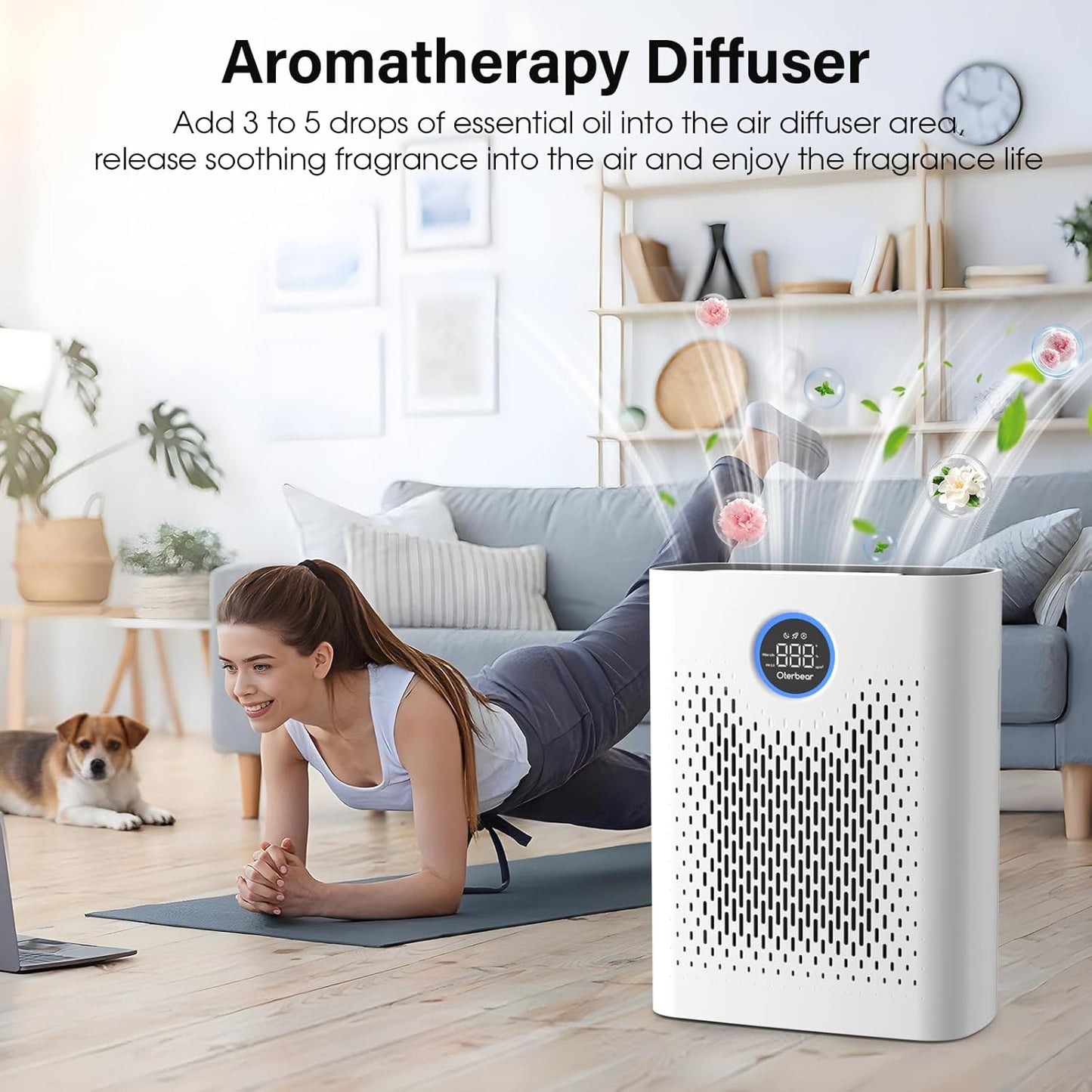 Air Purifiers for Home Pets Up to 3000Ft², HEPA Large Room Air Purifier with PM2.5 Air Quality Monitor, Sleep Mode, Air Purifiers for Bedroom Office for Allergies, Smoke, Dust, Pollen,8000B,White