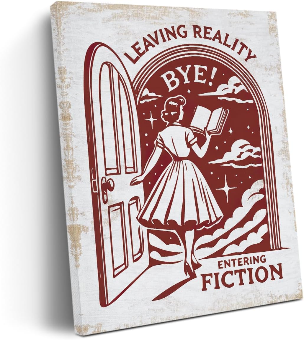 Retro Book Lovers Gifts Bookish Gifts for Reader Librarian Canvas Wall Art Wall Decor, Retro Aesthetic Reading Framed Prints Poster Artwork for Office Home Bedroom Farmhouse Living Room,11.4x15IN