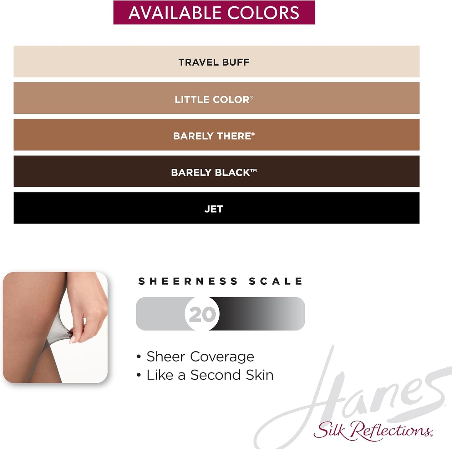 Hanes Silk Reflections Women's Lace-Top, Sheer Toe, Thigh-High Stockings