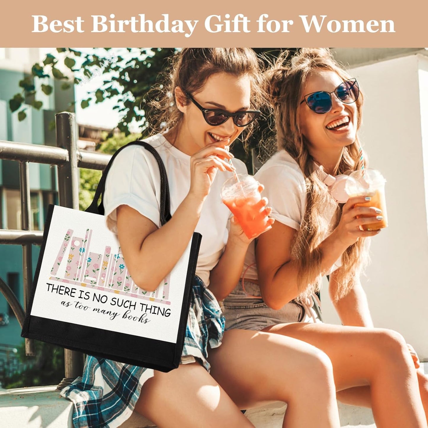 GevGuxLuo Canvas Tote Bag for Women, Cute Book Lover Gifts for Women, Book Lover Gifts Aesthetic Tote Bag Reusable Bag, Birthday Christmas Gift Bookish Gift for Reader Librarian Who Loves Books